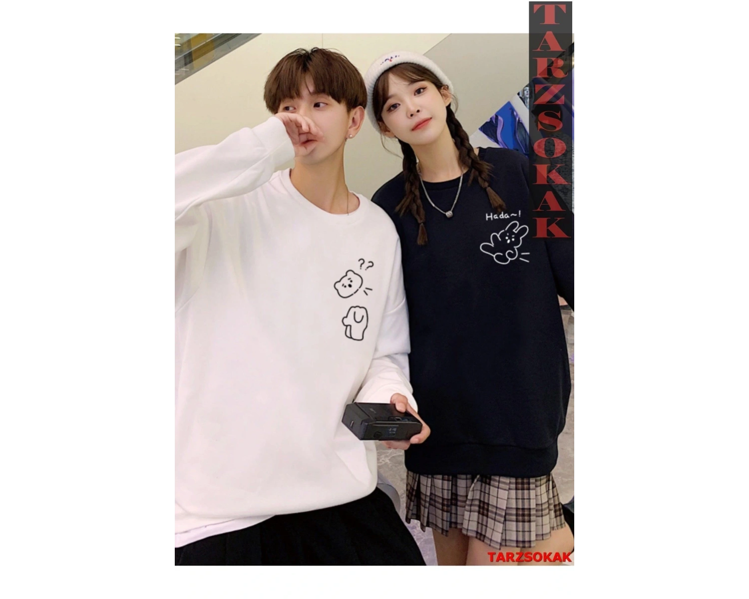 2 Li Harajuku Style Çift Sevgili Kombinleri Couple Clothing Yeni Sezon 2 Adet