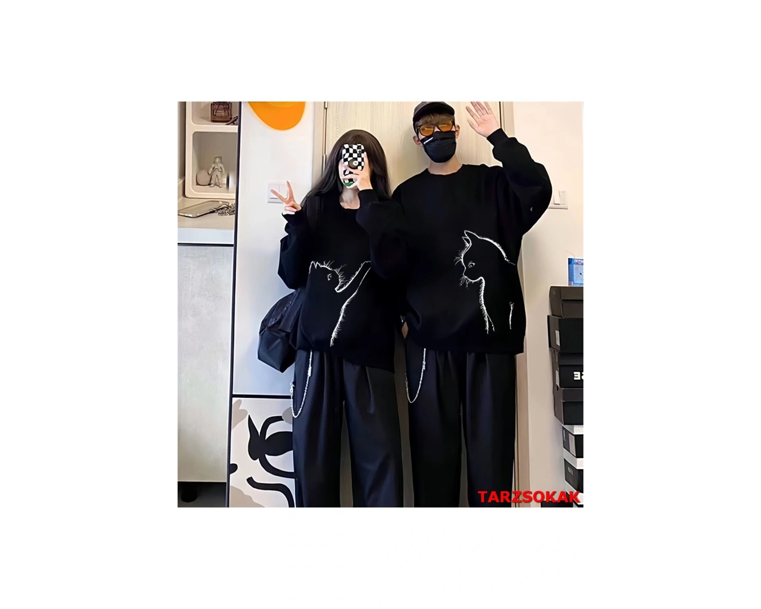 2 Li Harajuku Style Çift Sevgili Kombinleri Couple Clothing Yeni Sezon 2 Adet
