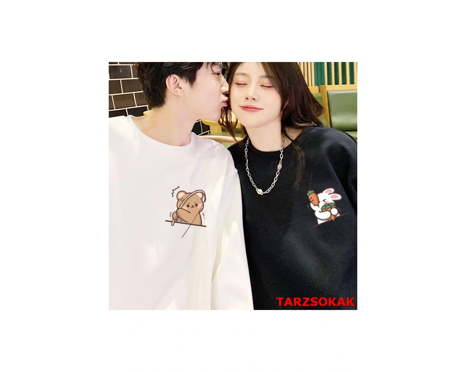 2 Li Harajuku Style Çift Sevgili Kombinleri Couple Clothing Yeni Sezon 2 Adet