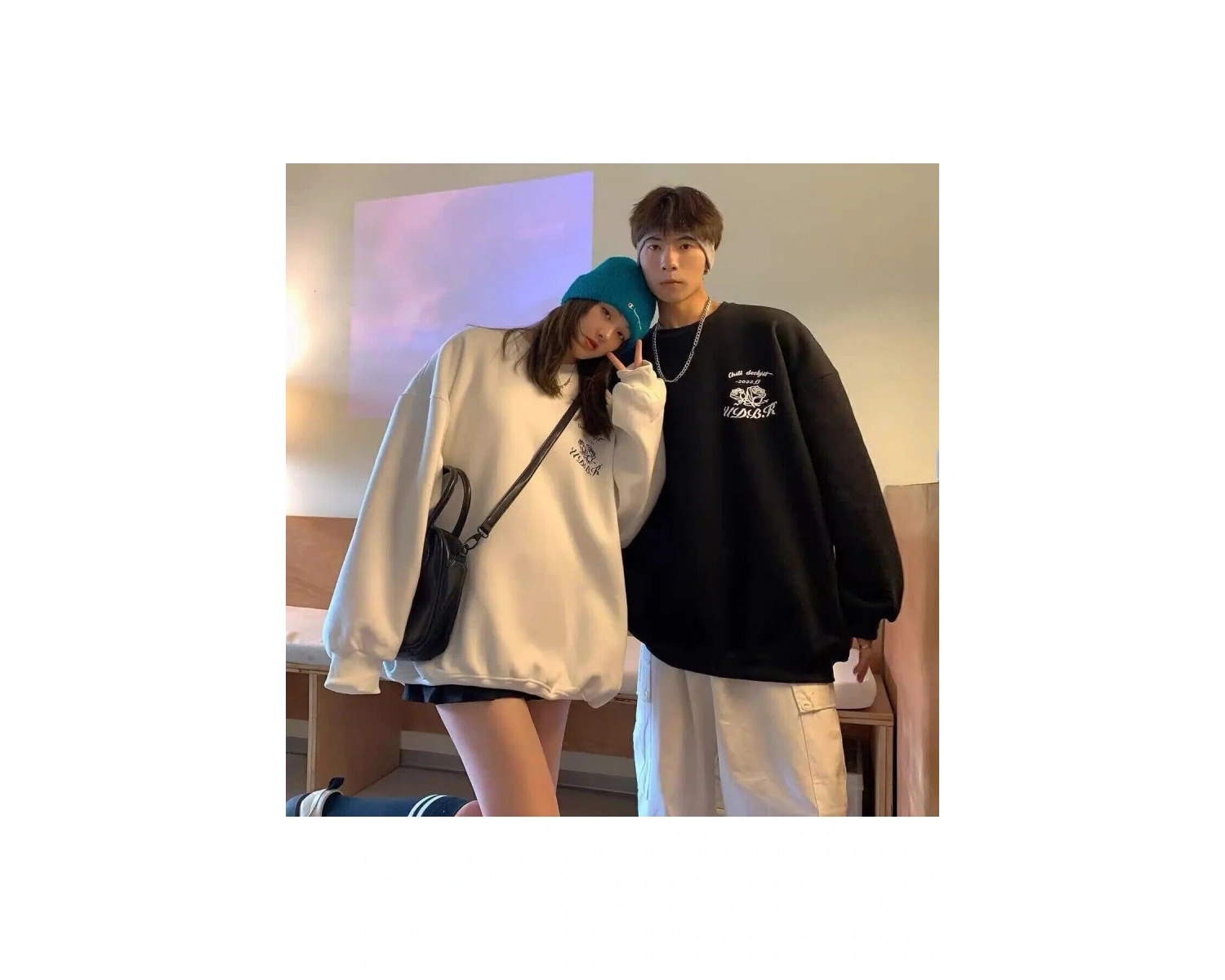 2 Li Harajuku Style Çift Sevgili Kombinleri Couple Clothing Yeni Sezon 2 Adet