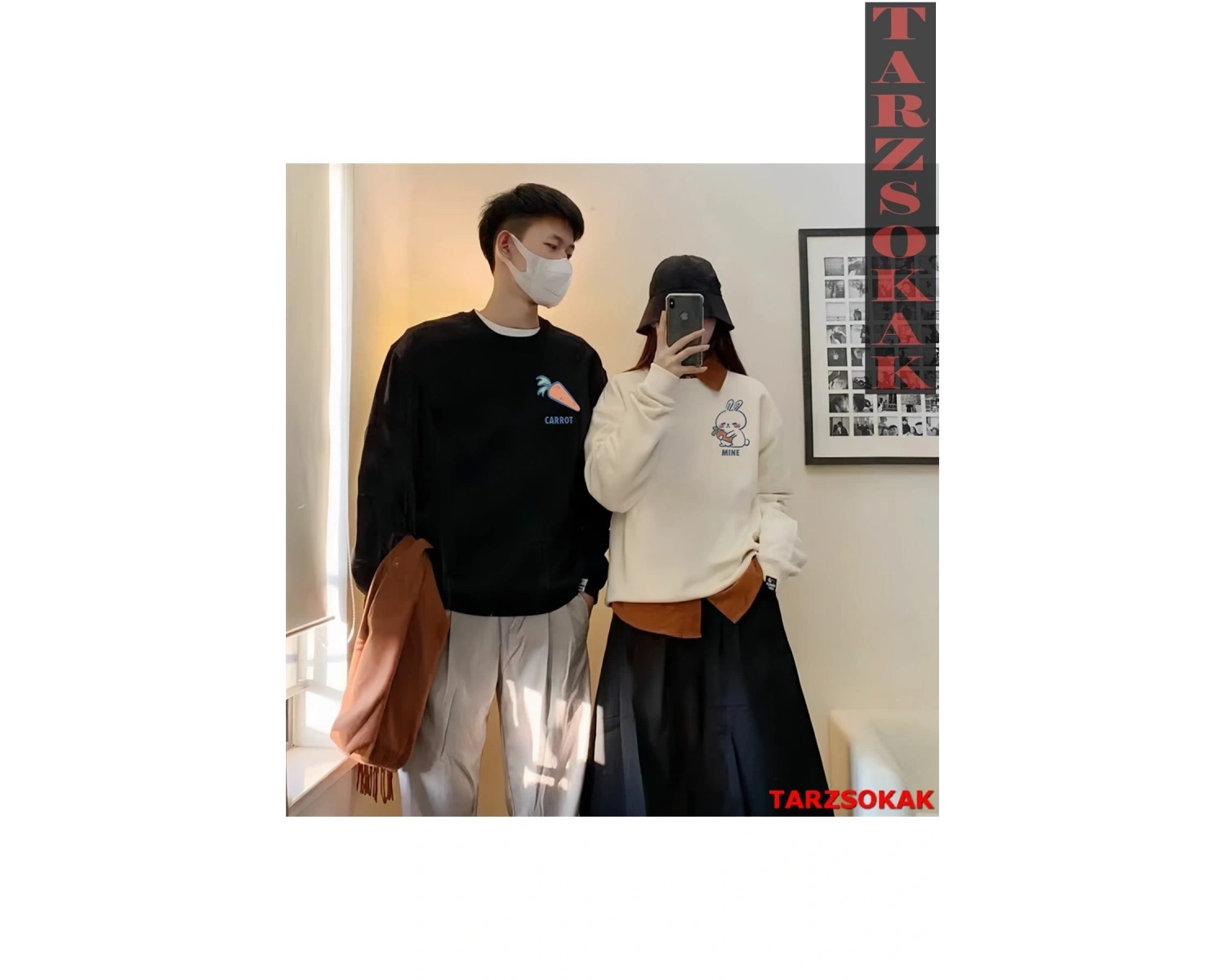 2 Li Harajuku Style Çift Sevgili Kombinleri Couple Clothing Yeni Sezon 2 Adet