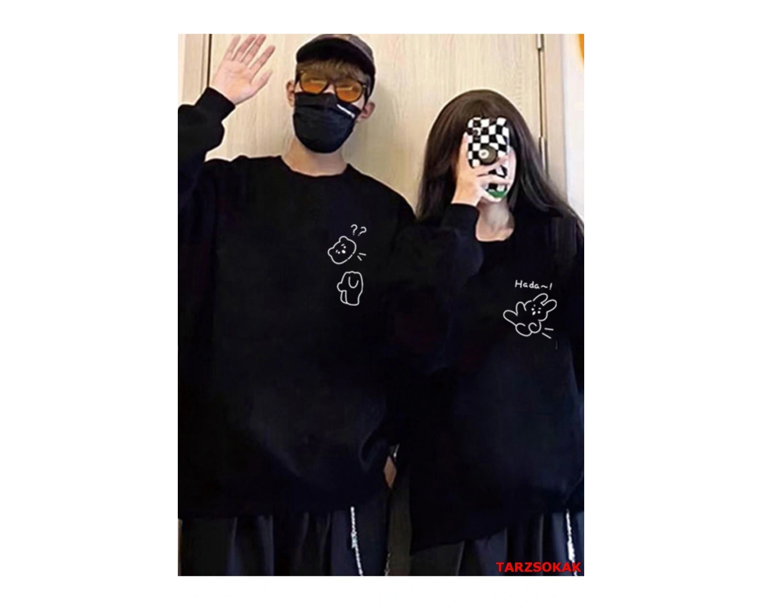 2 Li Harajuku Style Çift Sevgili Kombinleri Couple Clothing Yeni Sezon 2 Adet