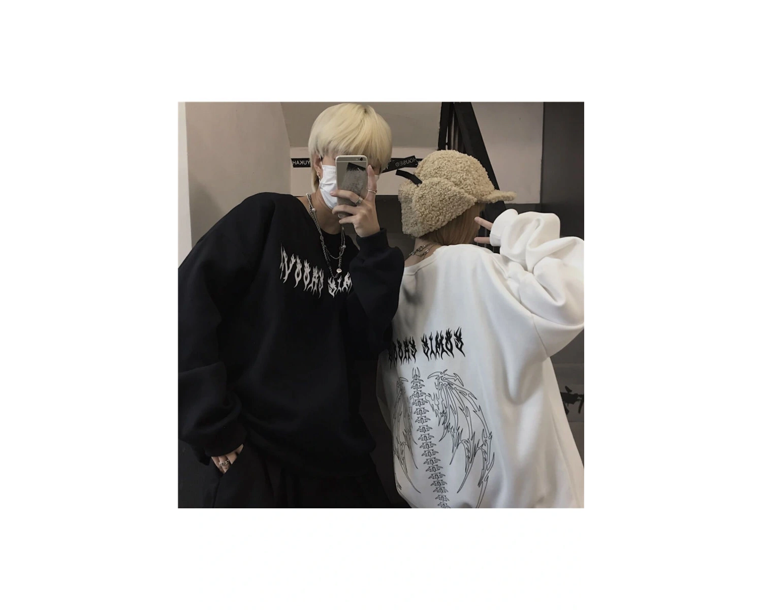 2 Li Harajuku Style Çift Sevgili Kombinleri Couple Clothing Yeni Sezon 2 Adet
