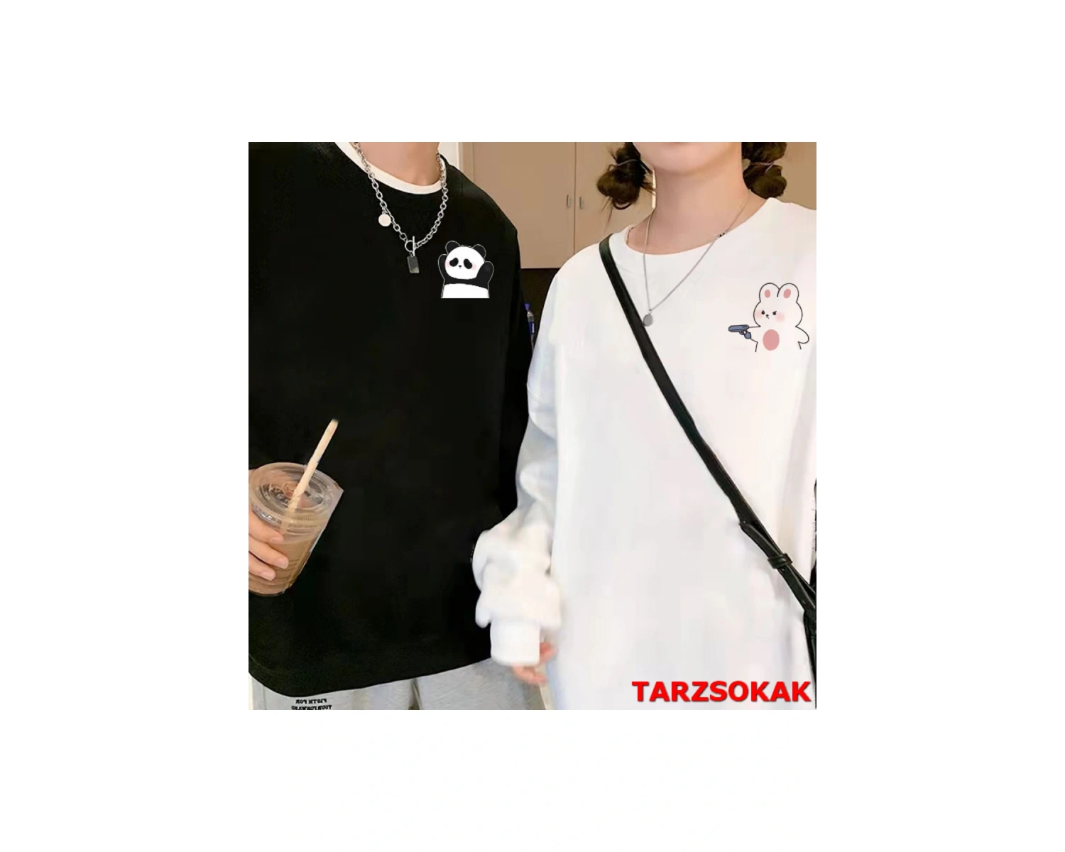 2 Li Harajuku Style Çift Sevgili Kombinleri Couple Clothing Yeni Sezon 2 Adet