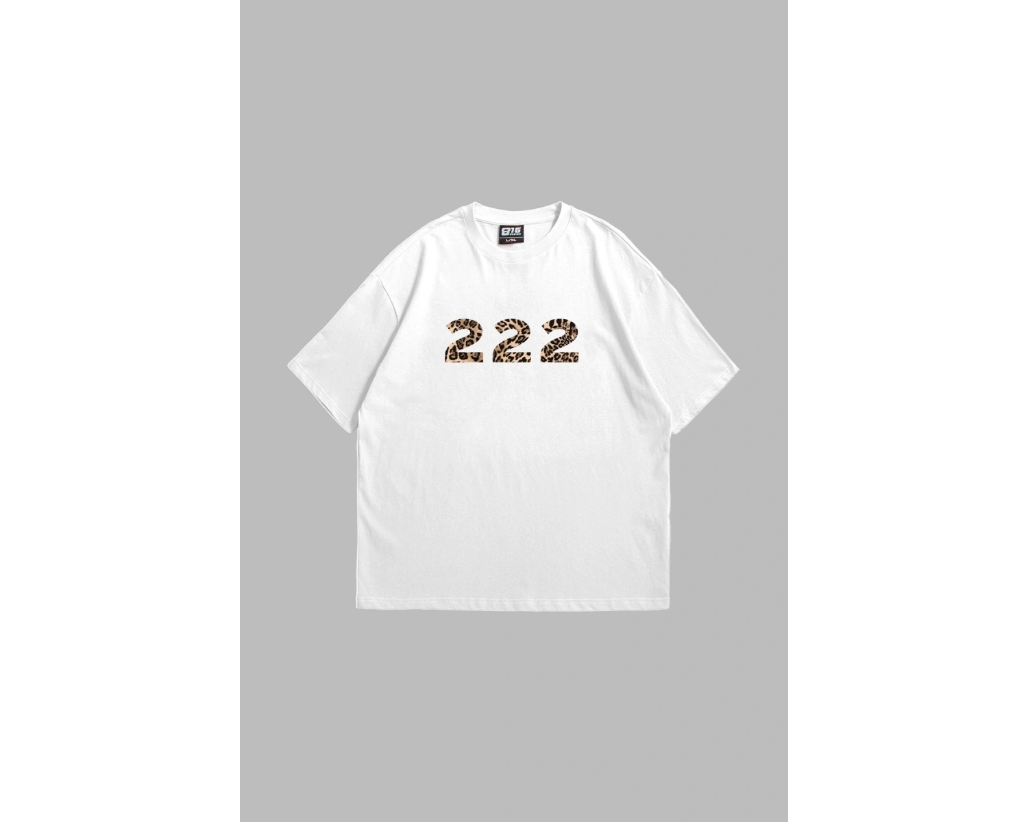 222 Leopar Baskılı Oversize Unisex Premium Beyaz