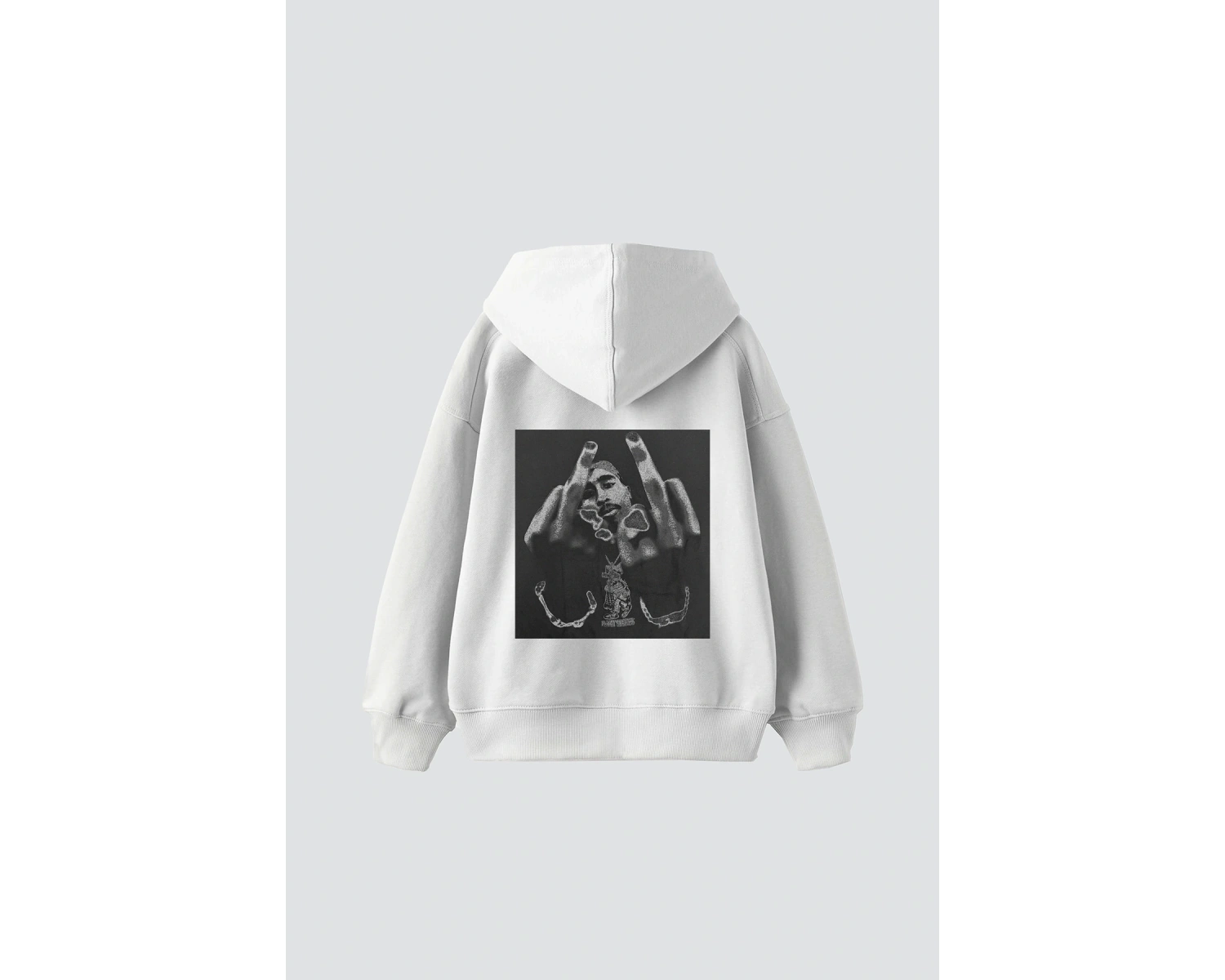 2Pac All Eyez On Me Baskılı Oversize Unisex Premium Beyaz
