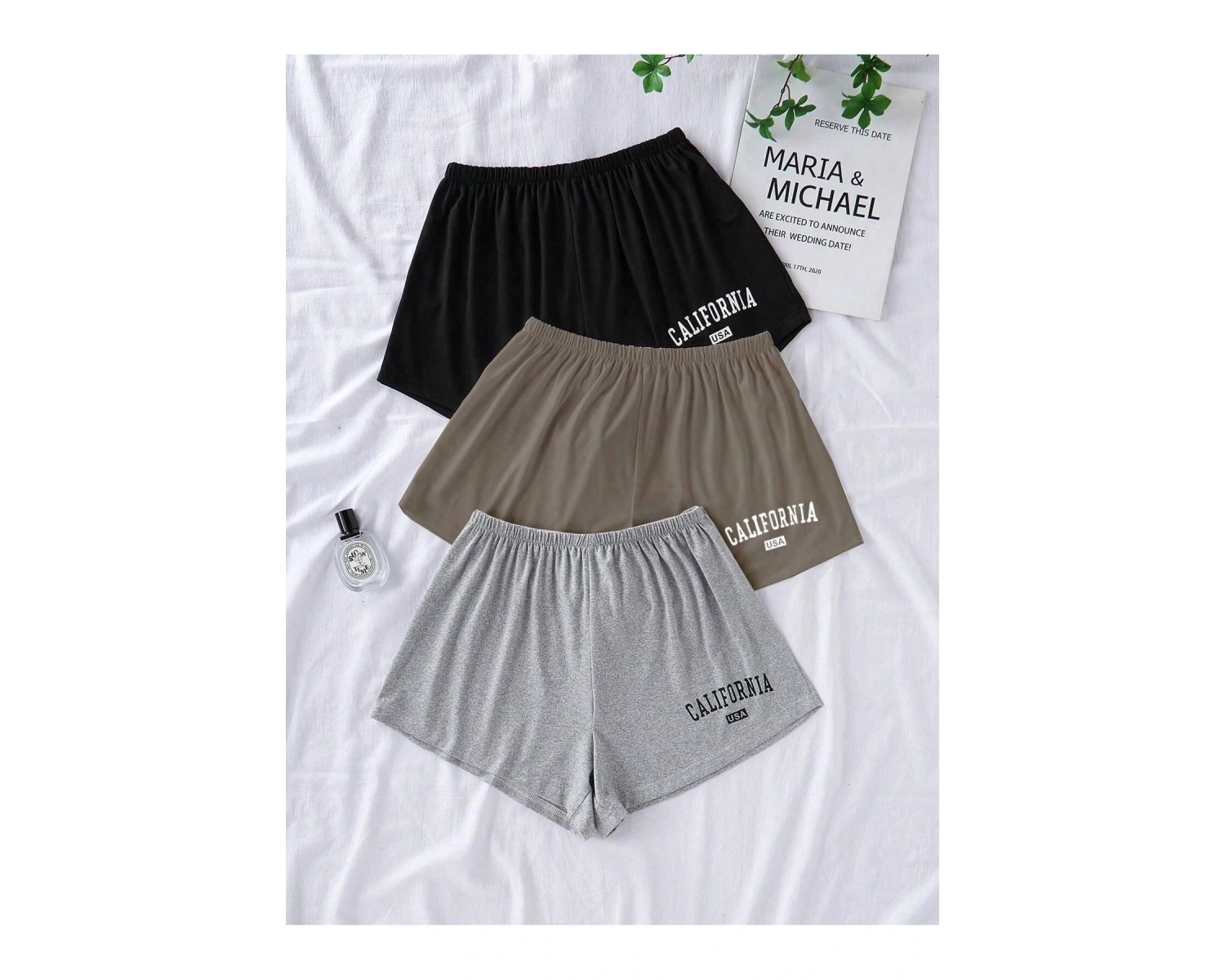 3 Renk Karışık Harfli Baskılı Elastik Bel Günlük Pantolon