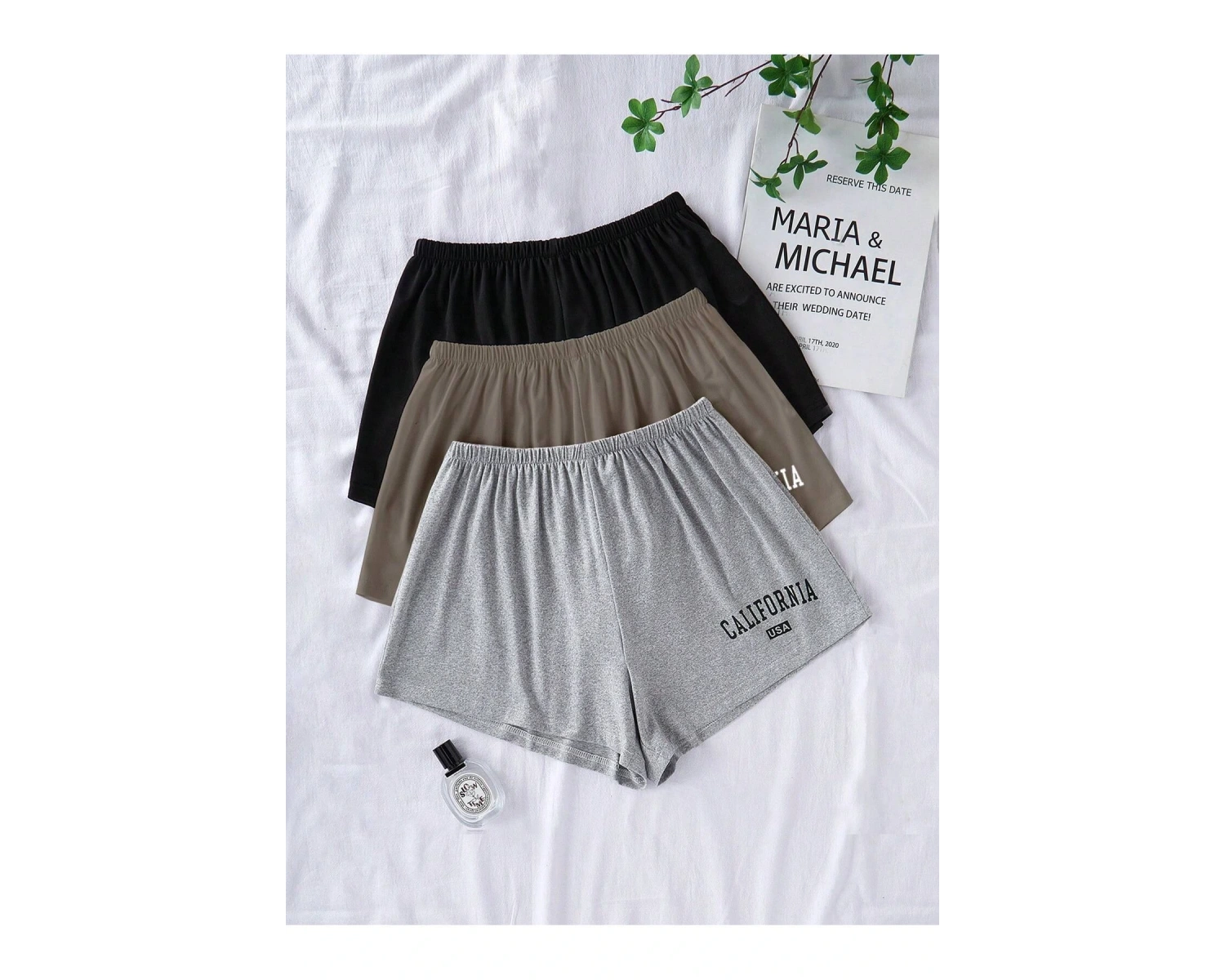 3 Renk Karışık Harfli Baskılı Elastik Bel Günlük Pantolon