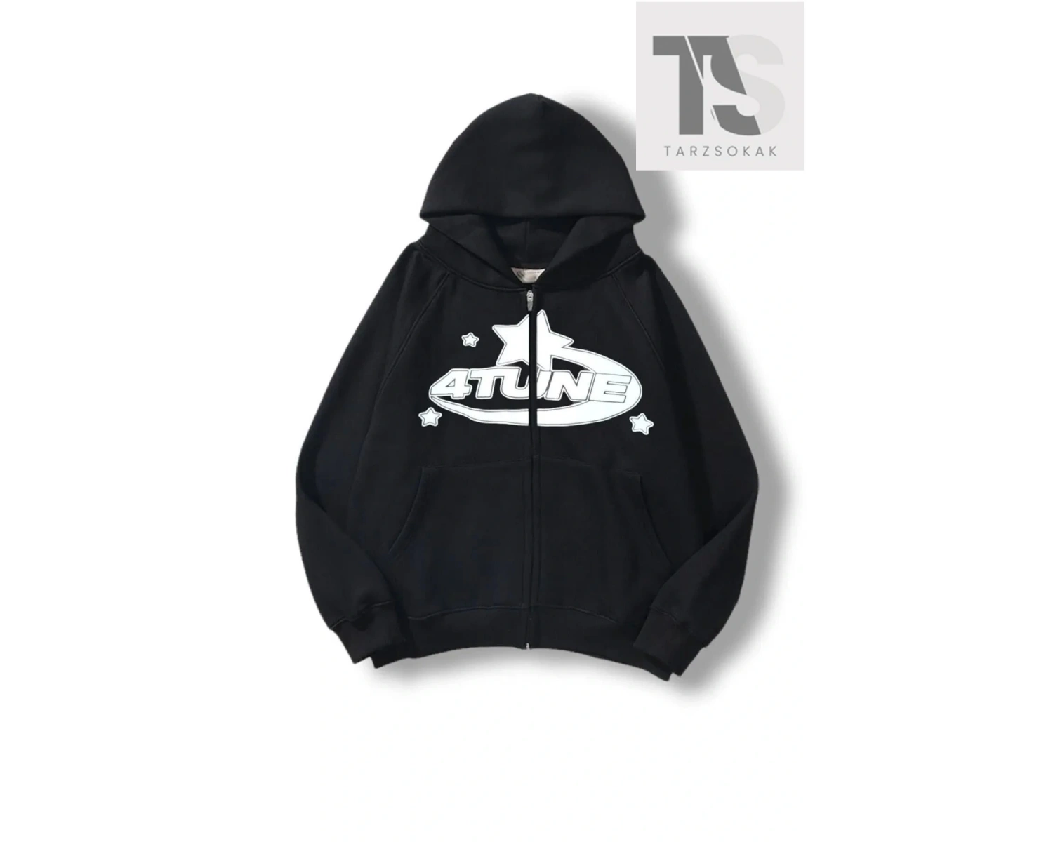 4 Tune Baskılı Örme Pamuk 2 iplik Fermuarlı Hırka