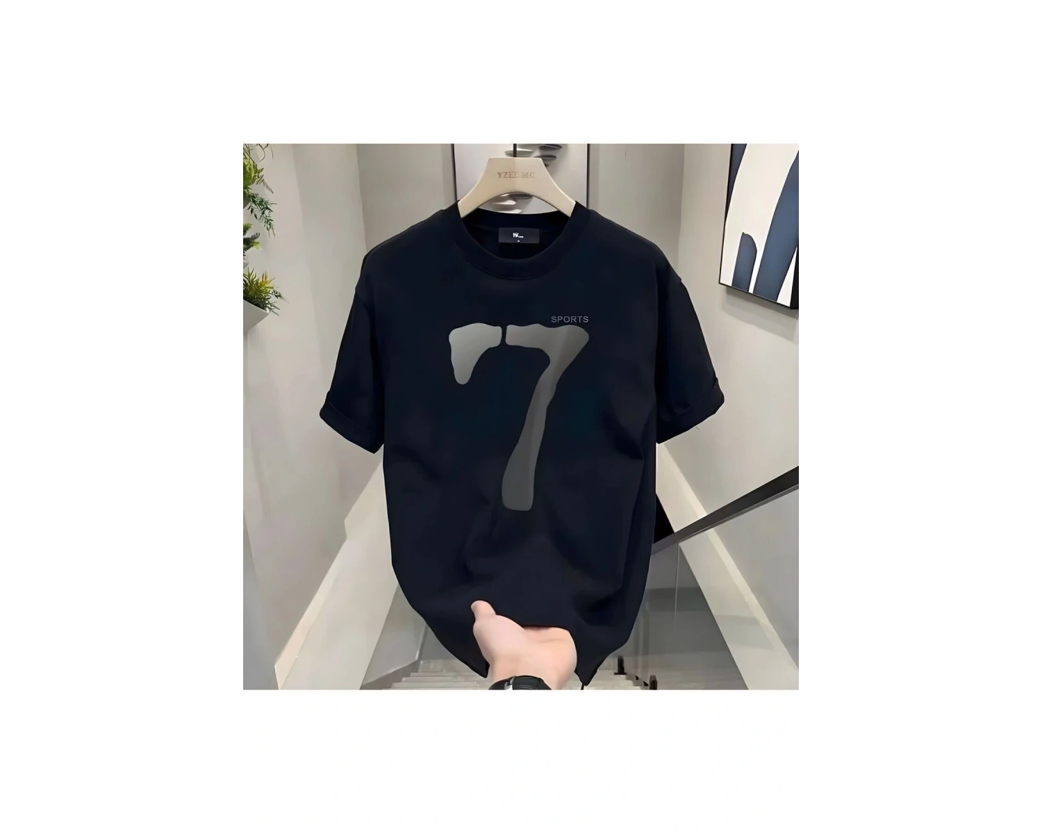 7 Sport Baskılı Siyah Erkek