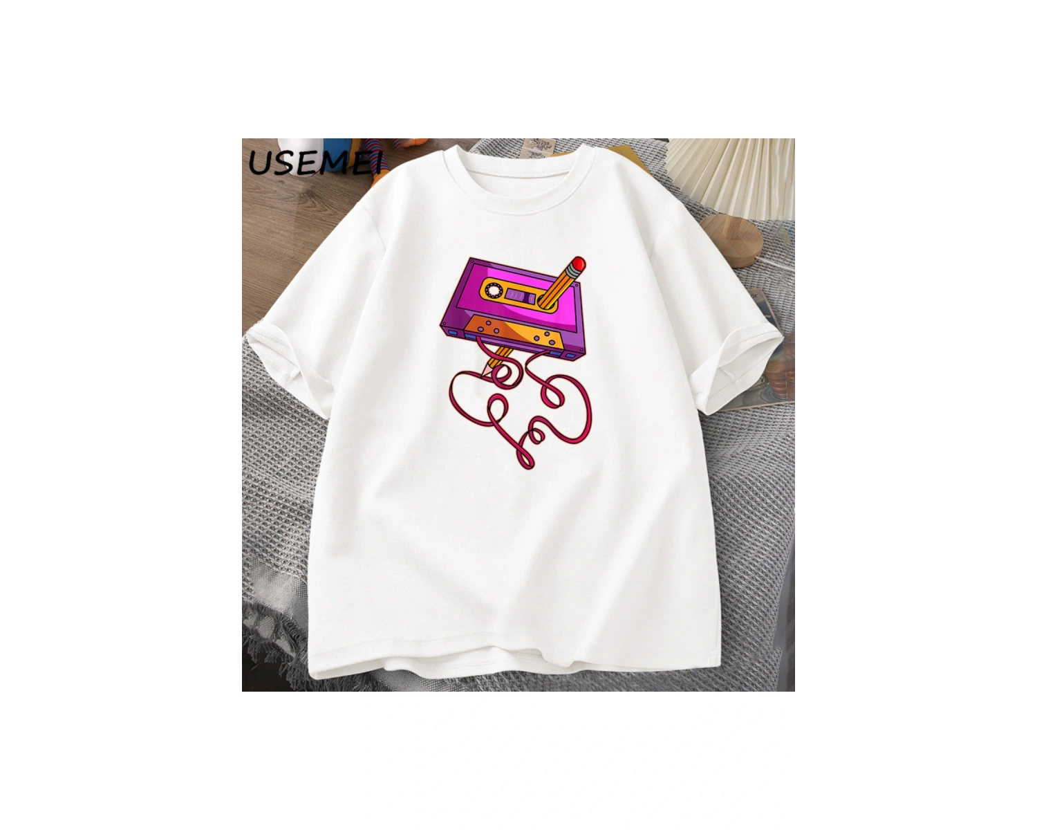 80s kaset bant kalem baskılı t-shirt 1980s Retro Vintage gerileme müzik T Shirt erkek giyim b 3069