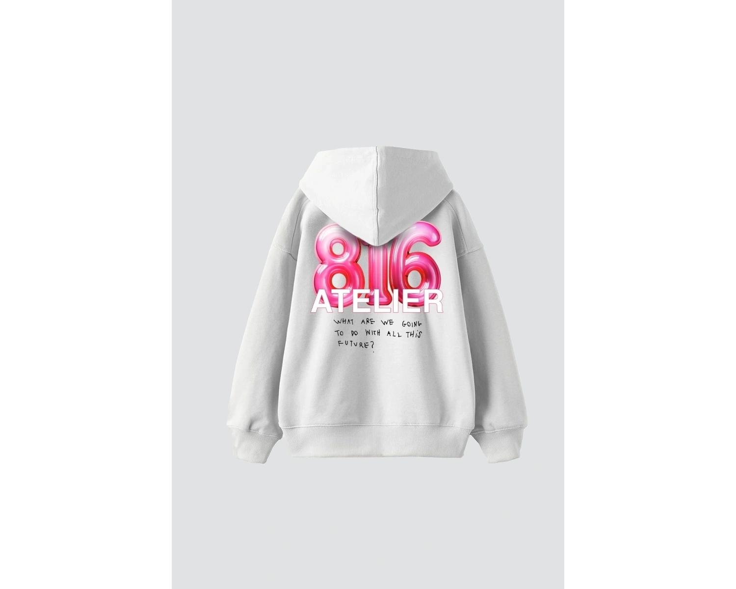 816 Atelier Baskılı Oversize Unisex Beyaz
