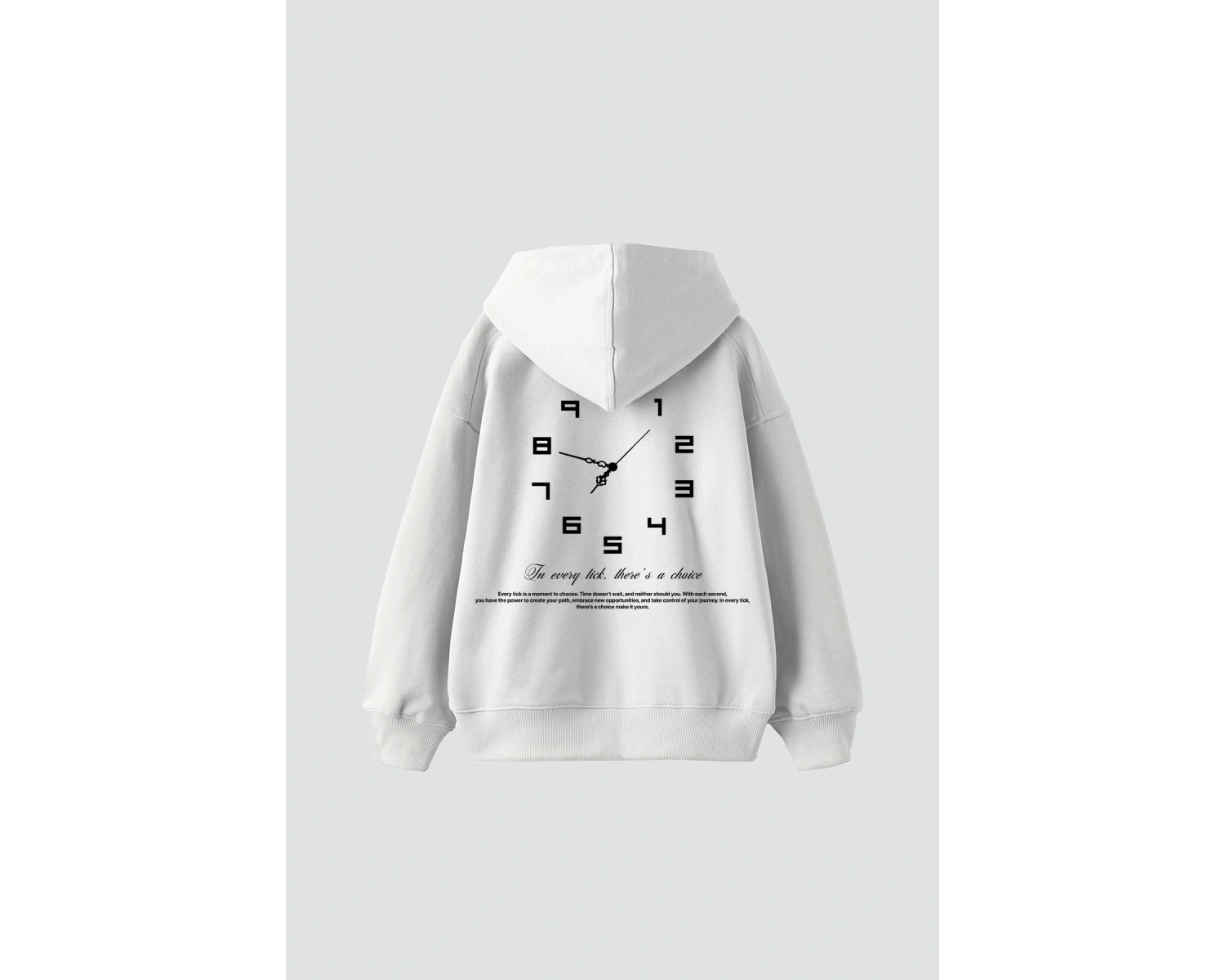 816 Clock Baskılı Oversize Unisex Beyaz