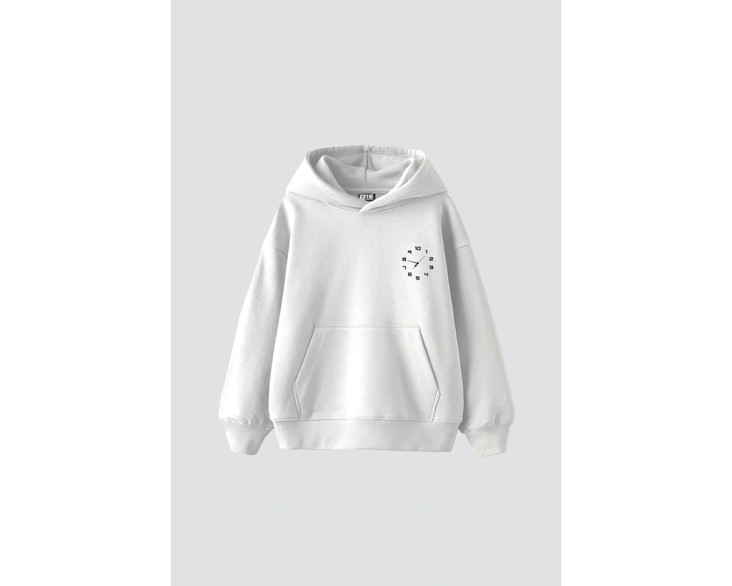 816 Clock Baskılı Oversize Unisex Beyaz