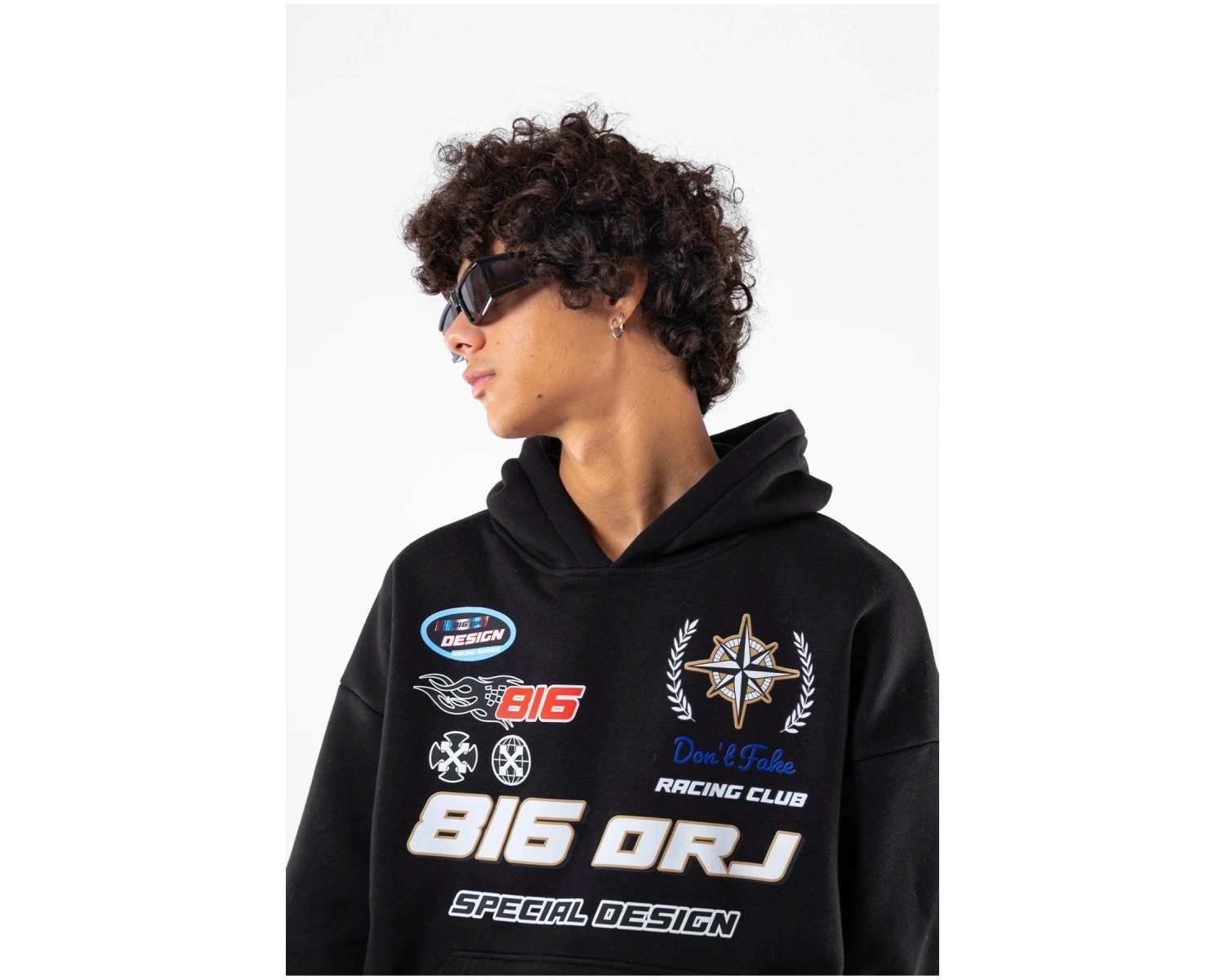816 Racing Baskılı Oversize Unisex Beyaz