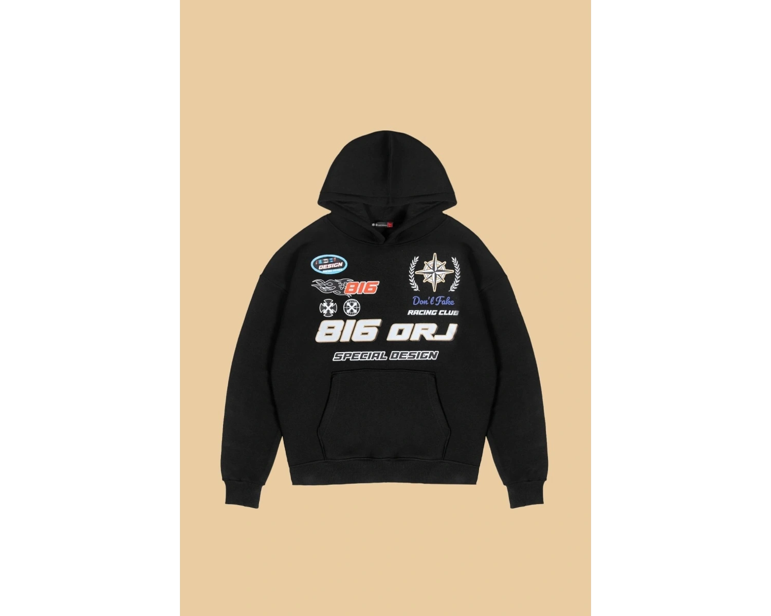 816 Racing Baskılı Oversize Unisex Beyaz