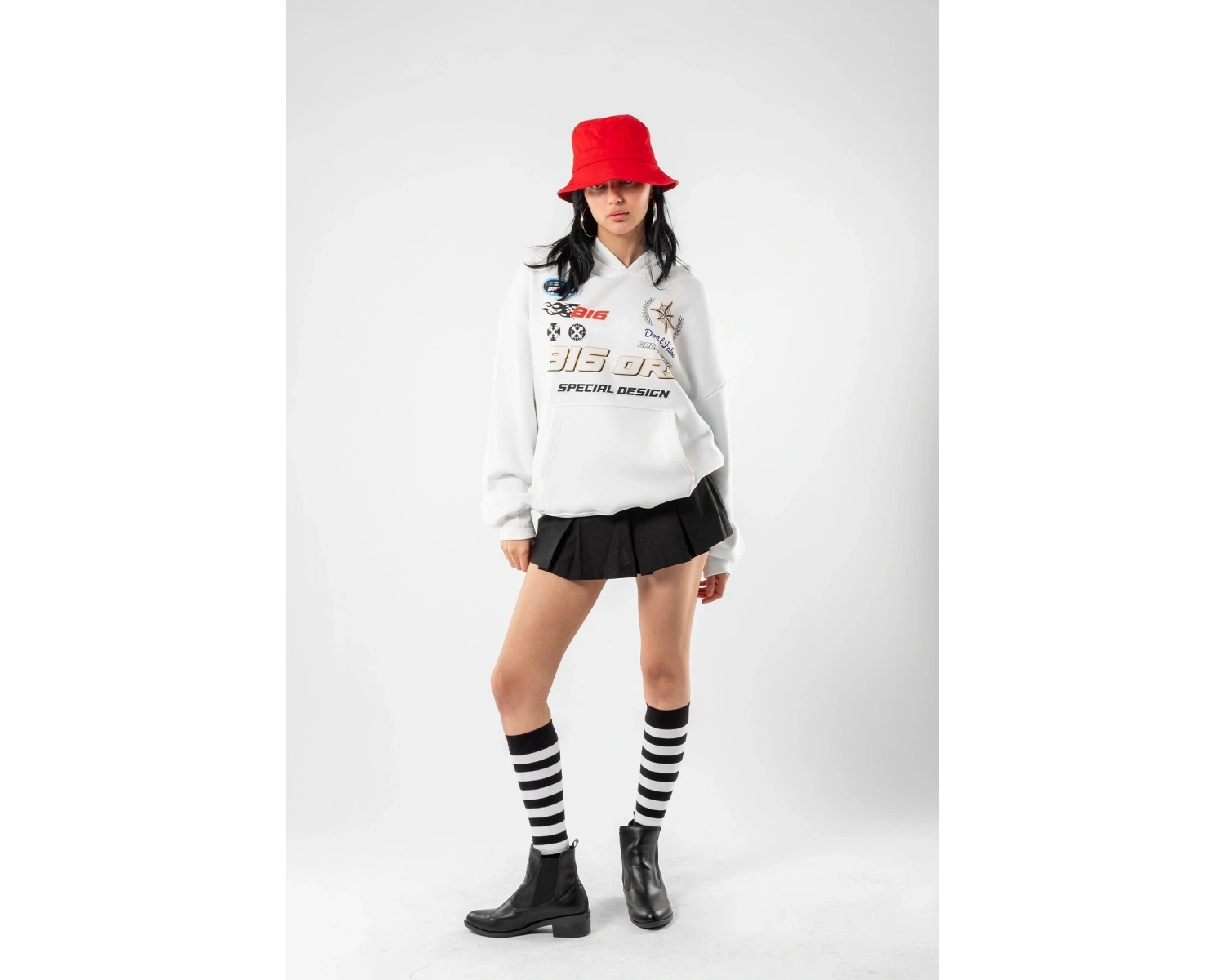 816 Racing Baskılı Oversize Unisex Beyaz