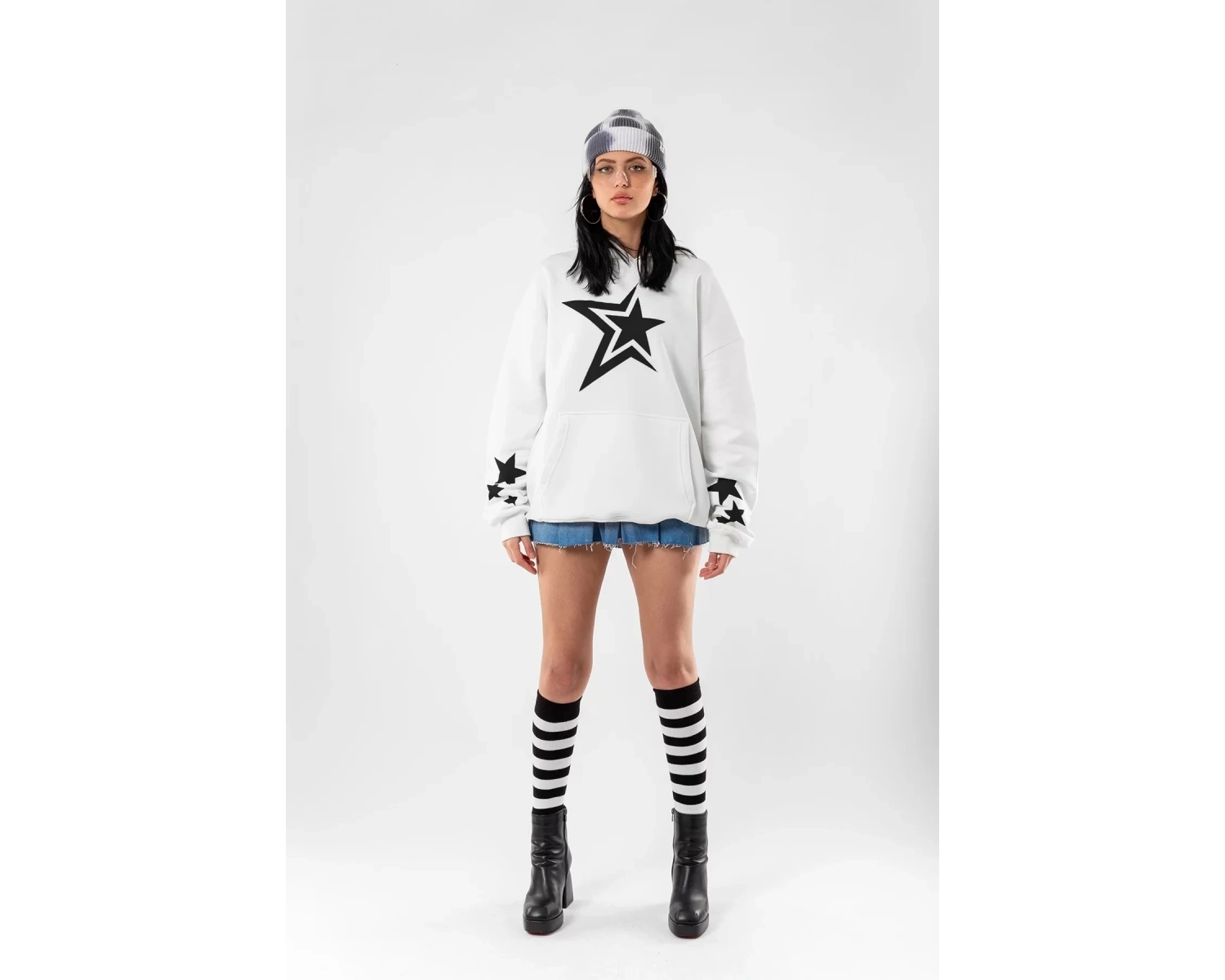 816 Stars Baskılı Oversize Unisex Beyaz