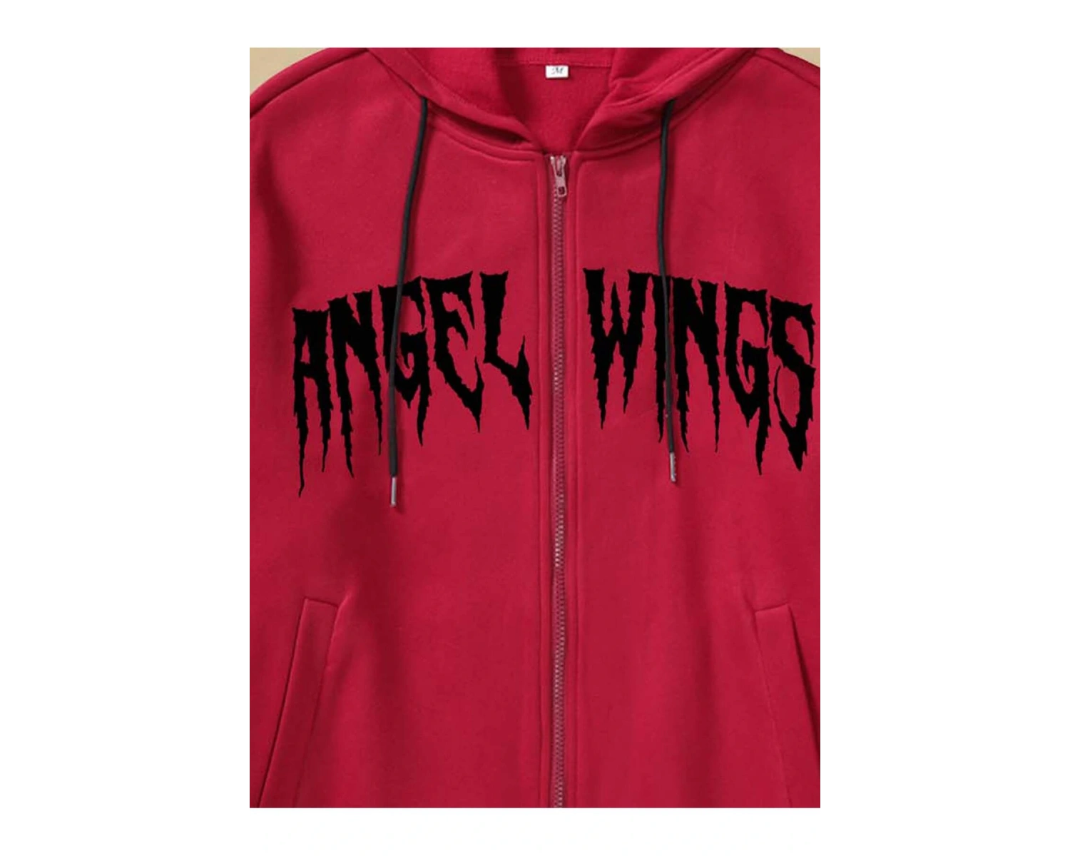 Academia Guys Letter Wings Graphic Pocket Drawstring Hoodie Bordo