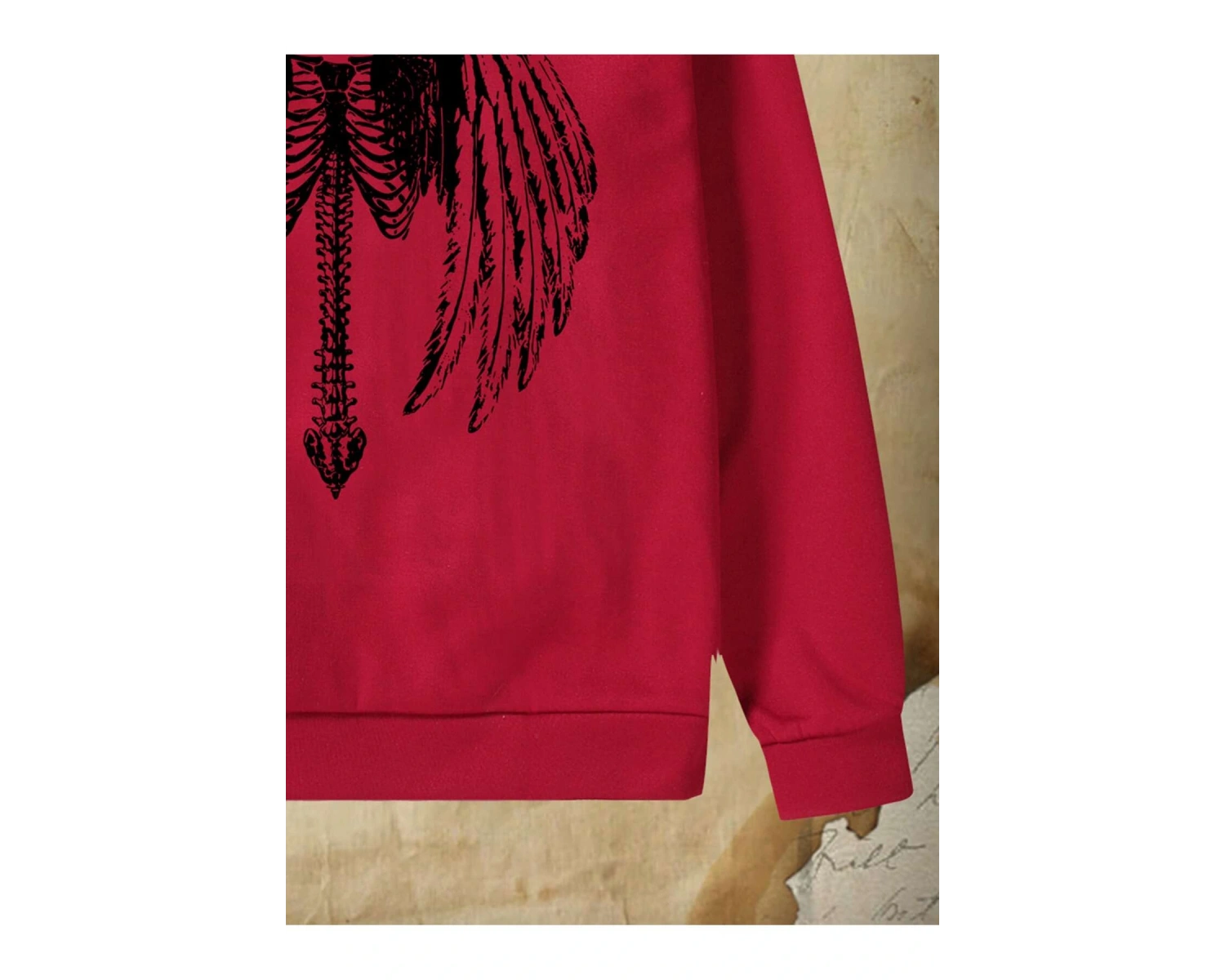 Academia Guys Letter Wings Graphic Pocket Drawstring Hoodie Bordo