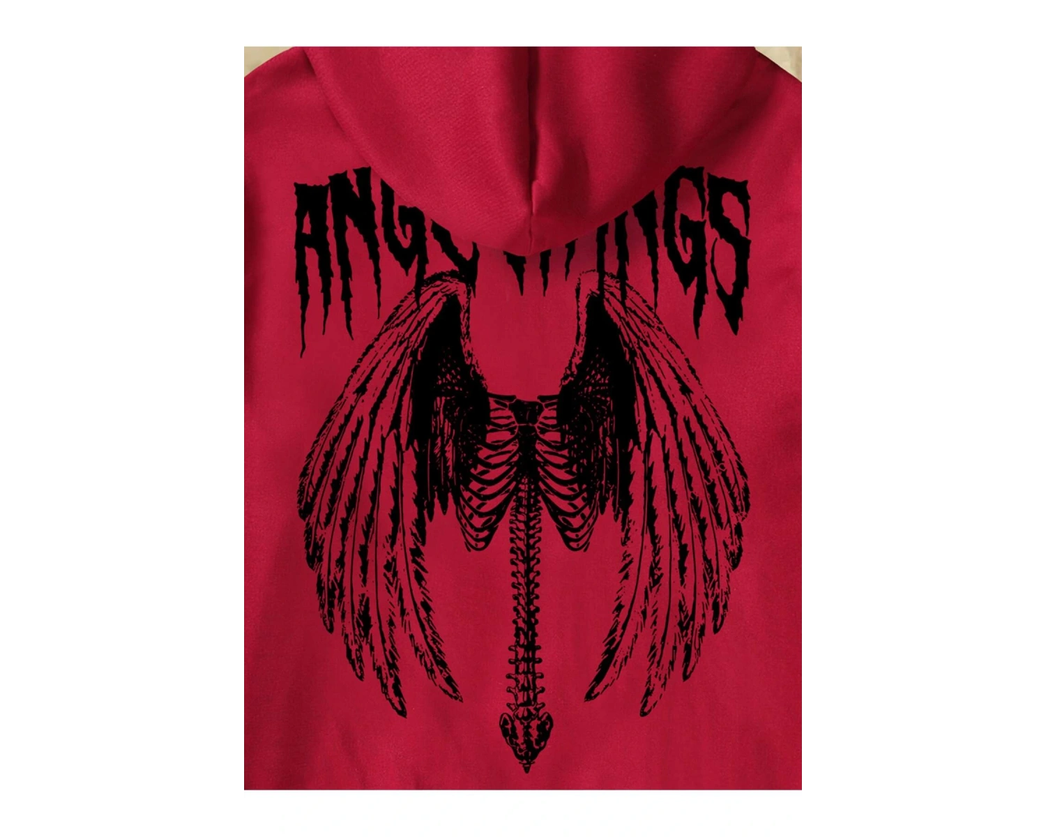 Academia Guys Letter Wings Graphic Pocket Drawstring Hoodie Bordo