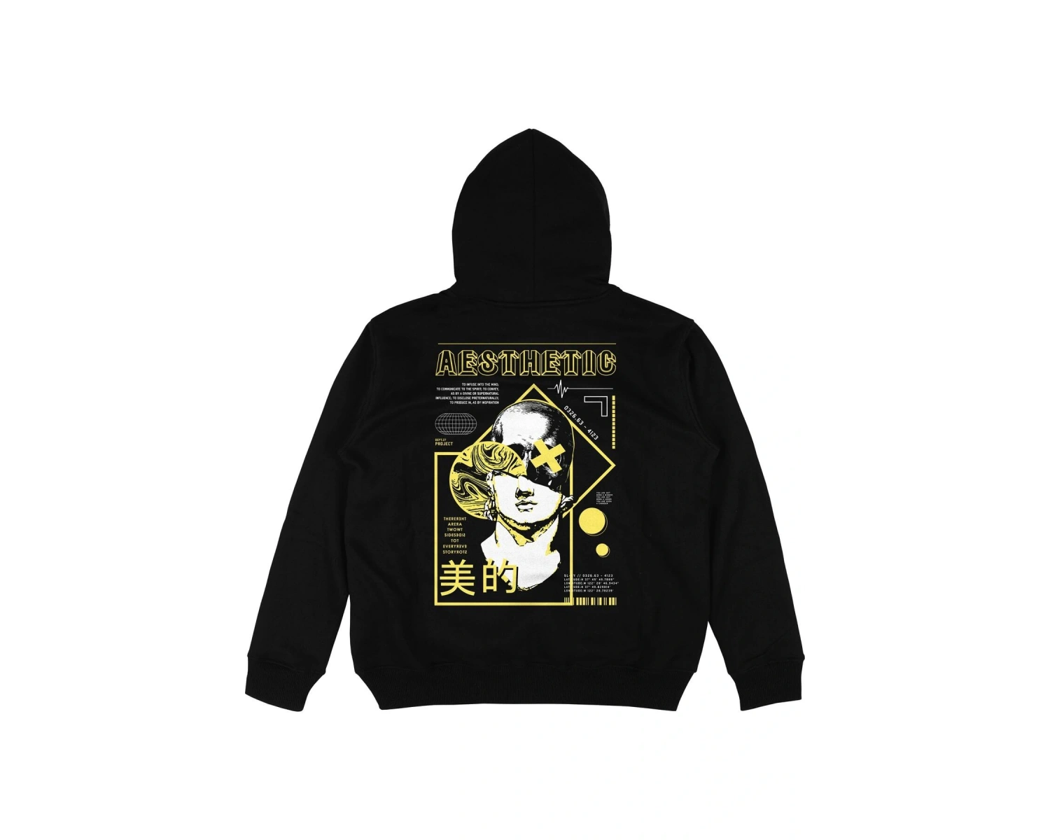 Aesthetic Siyah Oversize Unisex Kapüşonlu Sweatshirt Hoodie