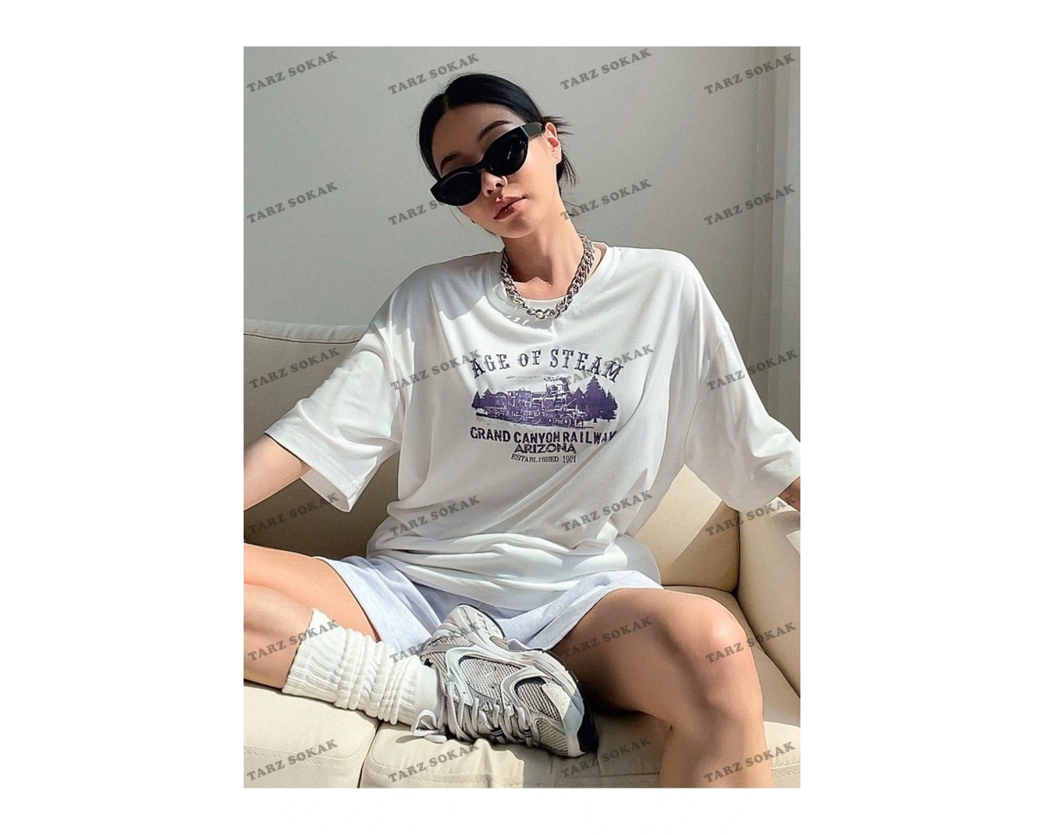 AGEO OF STEAM Baskılı Oversize Kalıp Unisex T-shirt