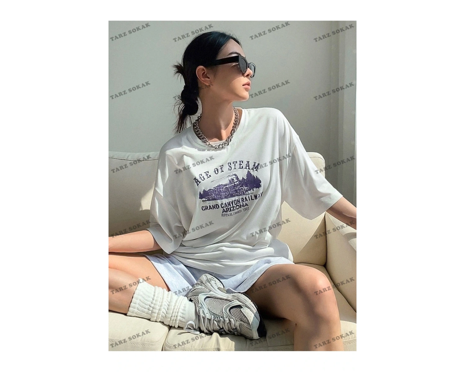 AGEO OF STEAM Baskılı Oversize Kalıp Unisex T-shirt