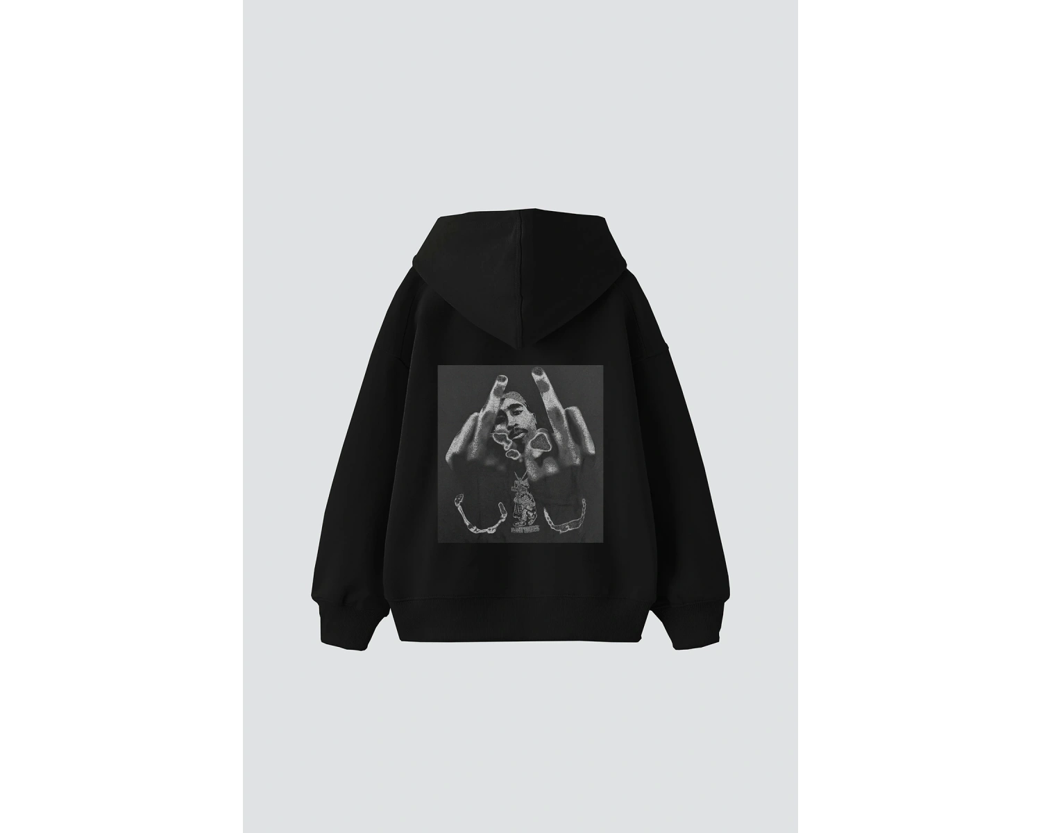 All Eyez On Me Baskılı Oversize Unisex Premium Siyah