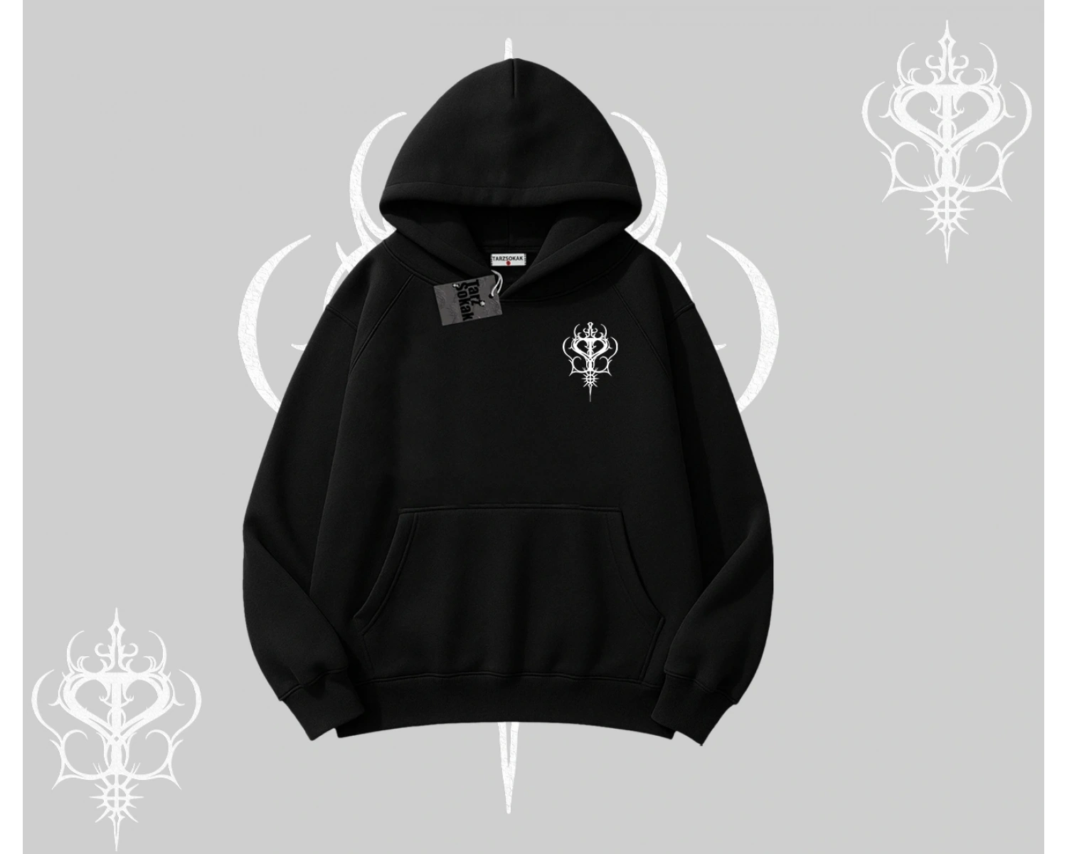 Always Chillin Kedi Arka Baskılı Kapşonlu Sweatshirt