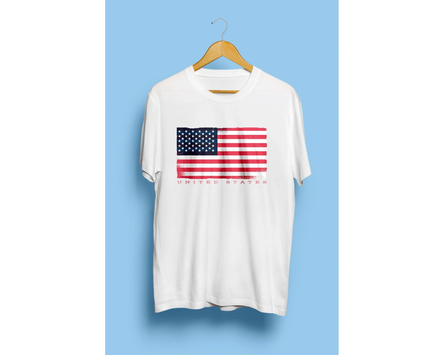 Amerika Ülke Bayrak Temalı Tasarım Baskılı Unisex Tişört