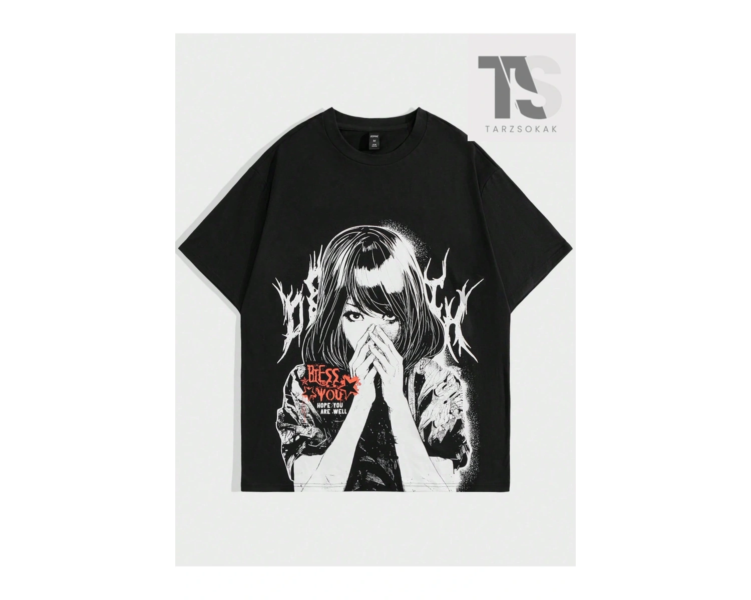 Anime erkek Anime Sloganı Baskılı Yuvarlak Yaka Kısa Kollu Tişört e Yaz Aylar