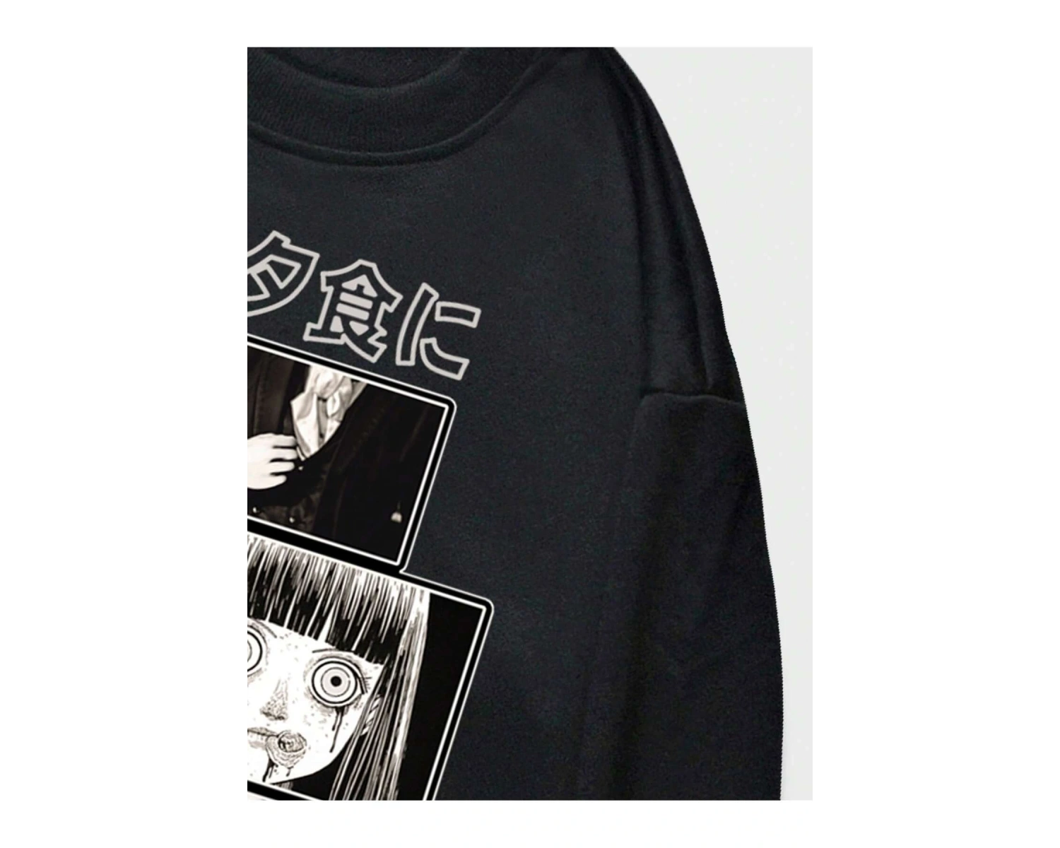 Anime Guys Slogan & Figure Graphic Sweatshirt Siyah