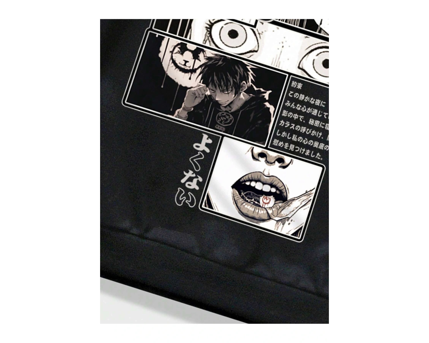 Anime Guys Slogan & Figure Graphic Sweatshirt Siyah