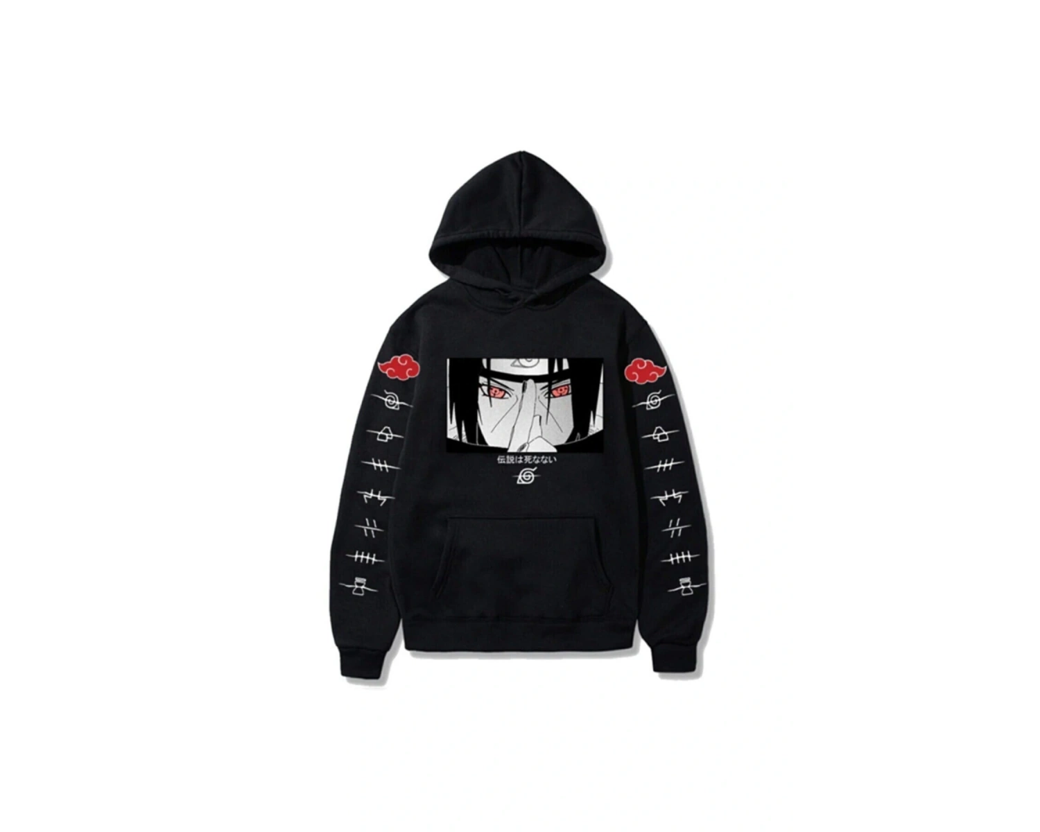Anime Naruto Uchiha Siyah Unisex Normal Kalıp Kapşonlu Hoodie