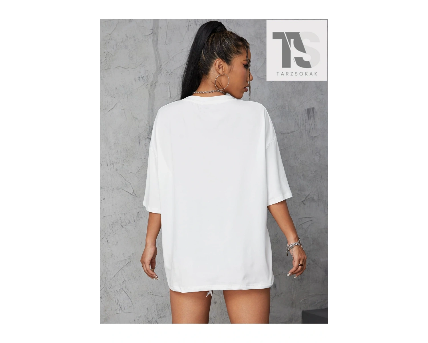 Araba Ve Harf Grafikli Damla Omuz Tişört