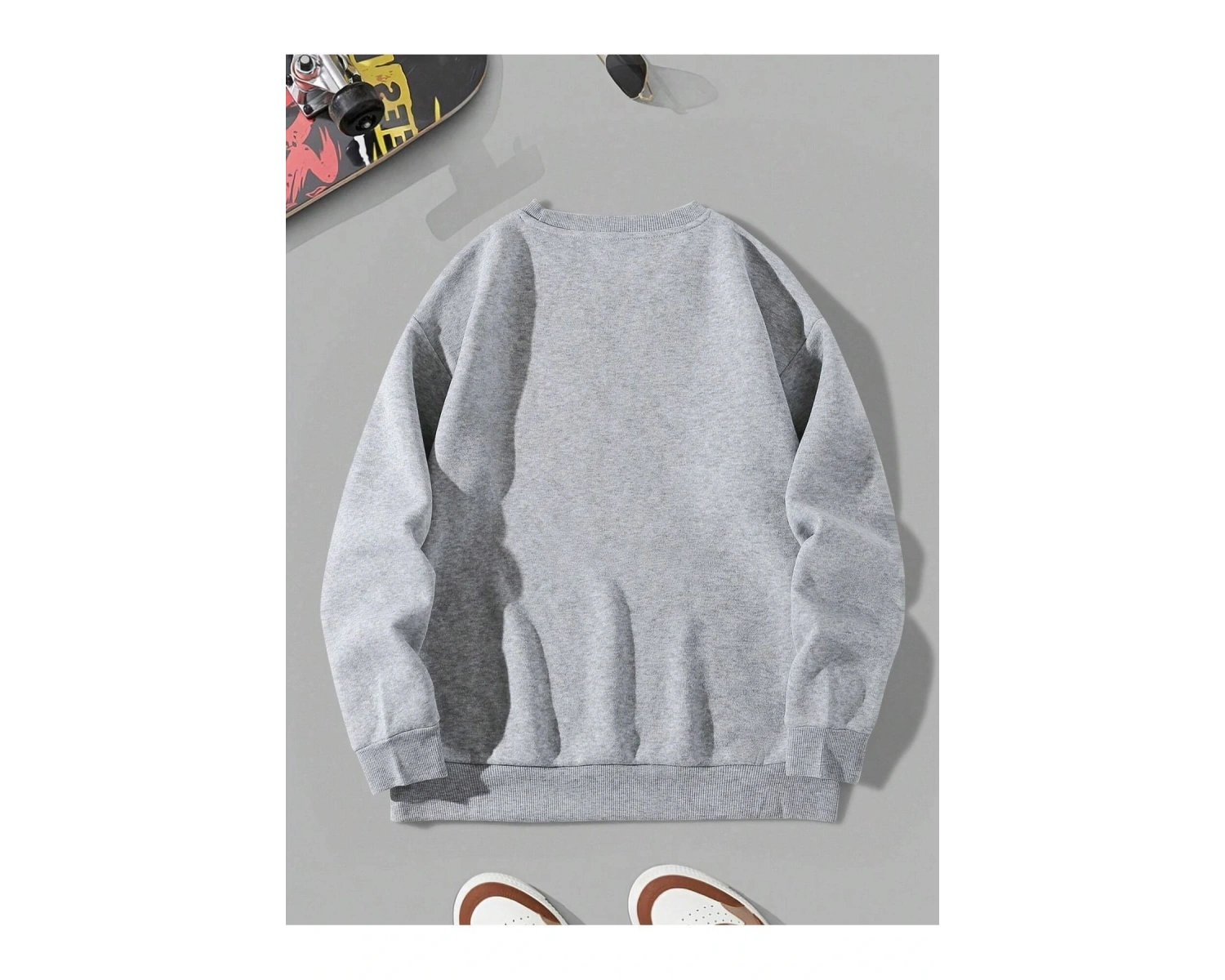 Arizona Baskılı Üç İplik Unisex Oversize Sweatshirt Gri