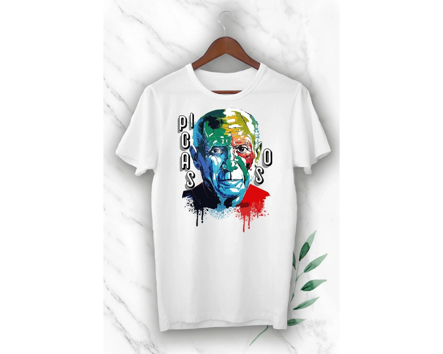 Art Pablo Picasso Baskılı Beyaz Unısex Tişört