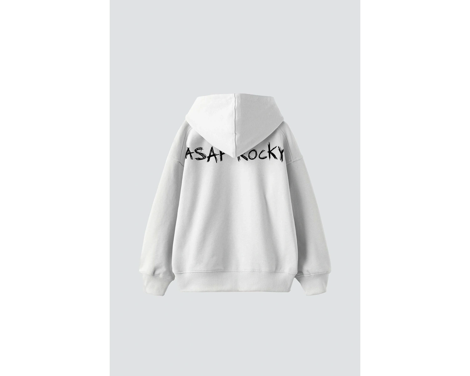 Asap Rocky Baskılı Oversize Unisex Premium Beyaz