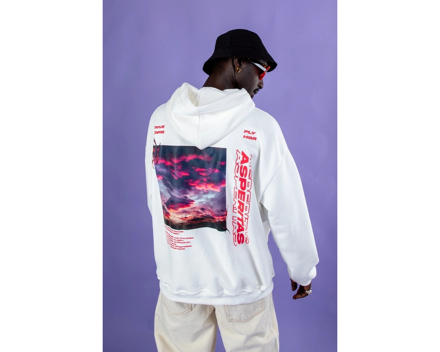 Asperitas Sırt Baskılı Oversize Unisex Beyaz