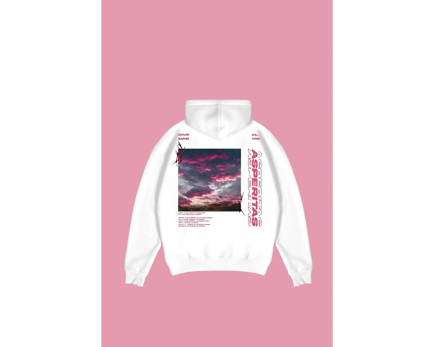 Asperitas Sırt Baskılı Oversize Unisex Beyaz