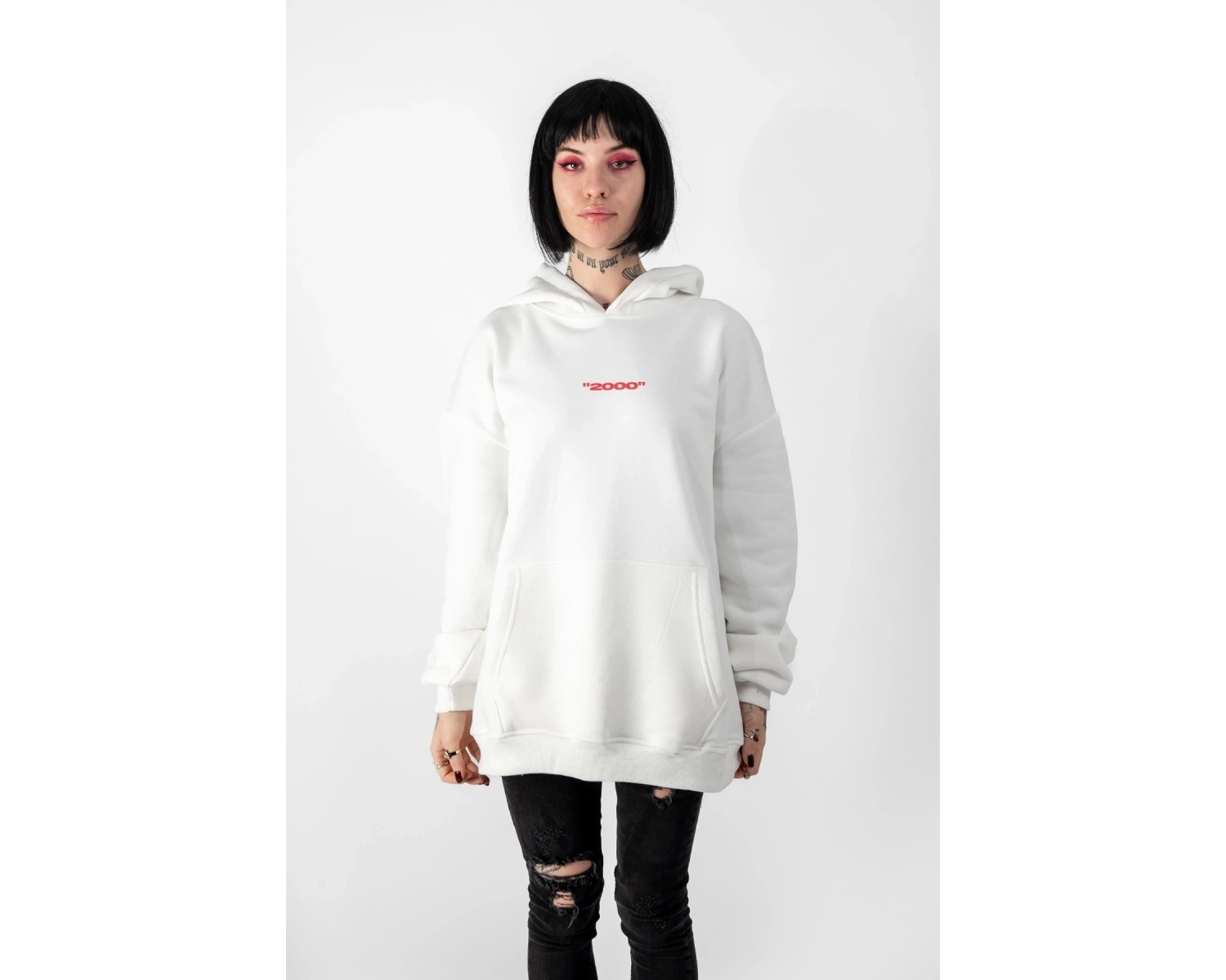 Asperitas Sırt Baskılı Oversize Unisex Beyaz