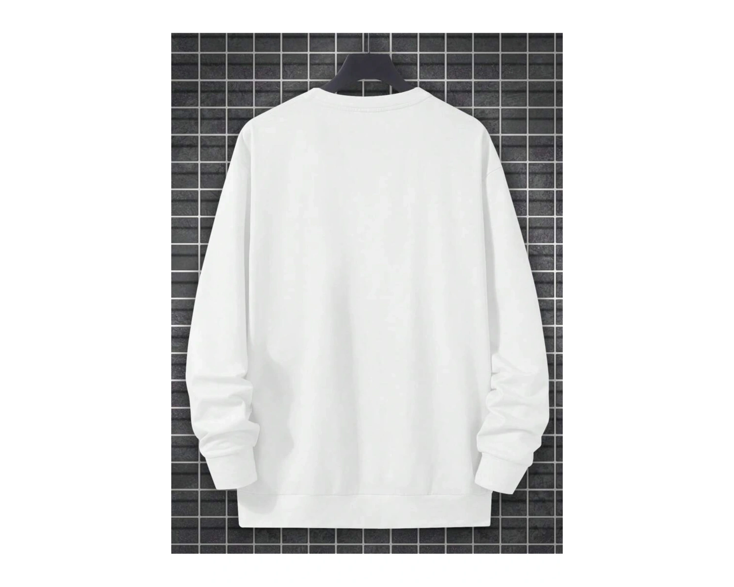 ASS Renkli Oversize Bisiklet Yaka Pamuklu Sweatshirt Beyaz