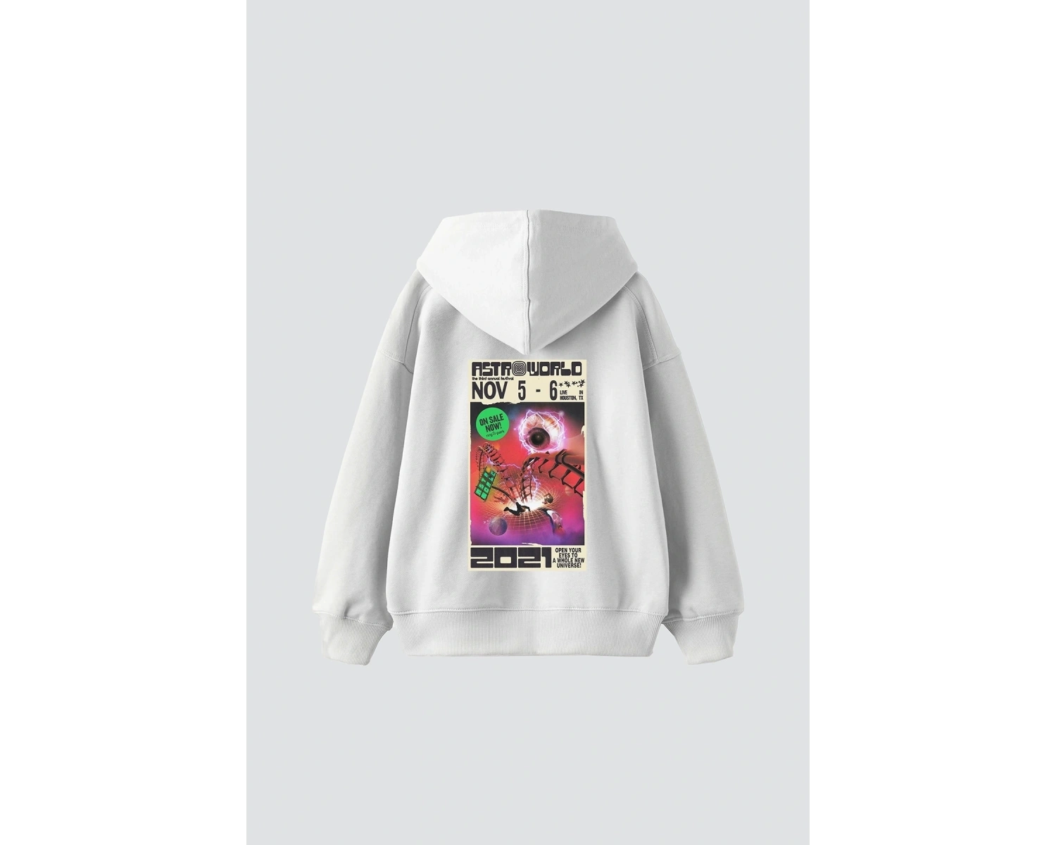 AstroWorld Baskılı Oversize Unisex Beyaz