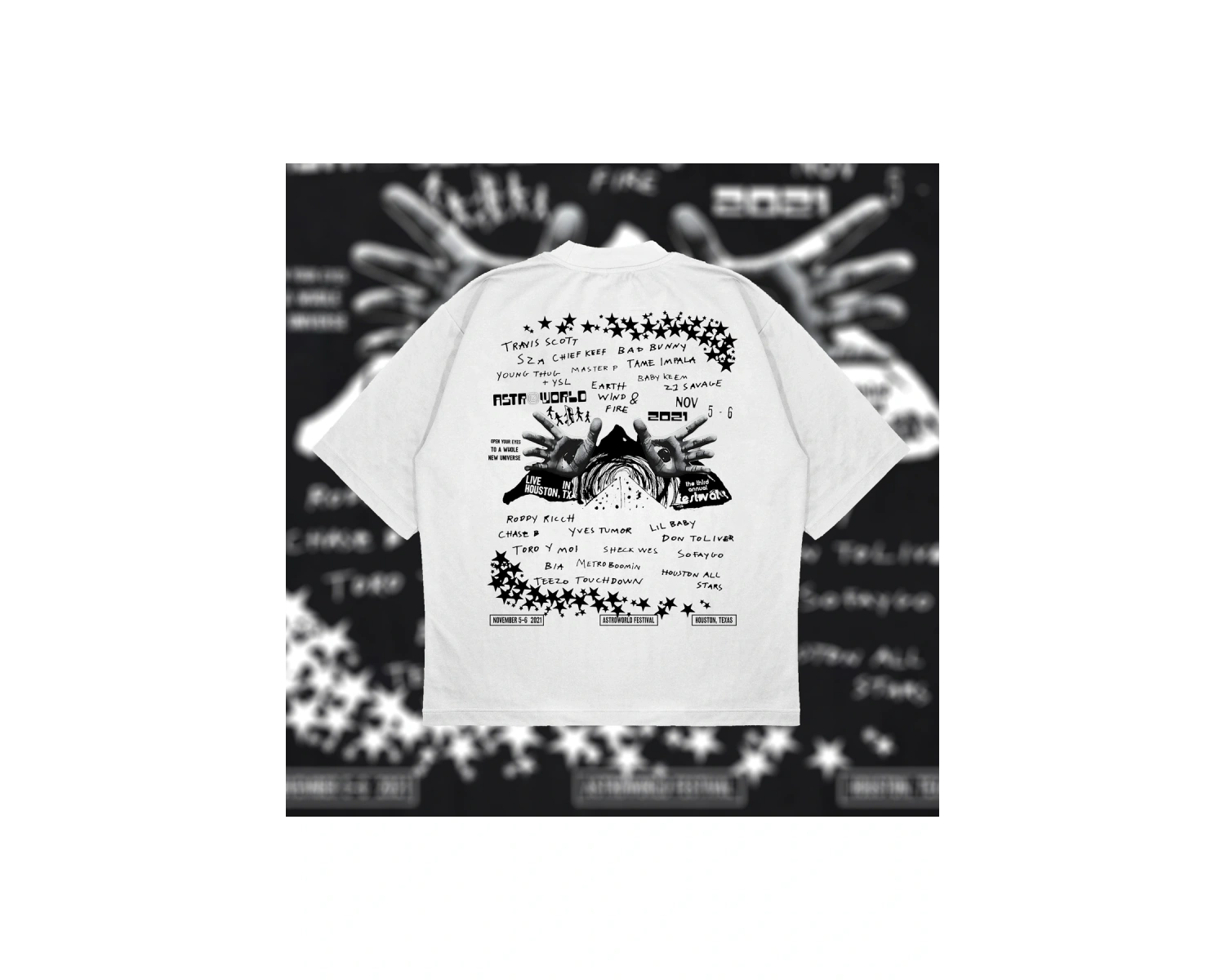 Astroworld Oversize Unisex Pamuklu Nefes Alan Kalın Kumaşlı