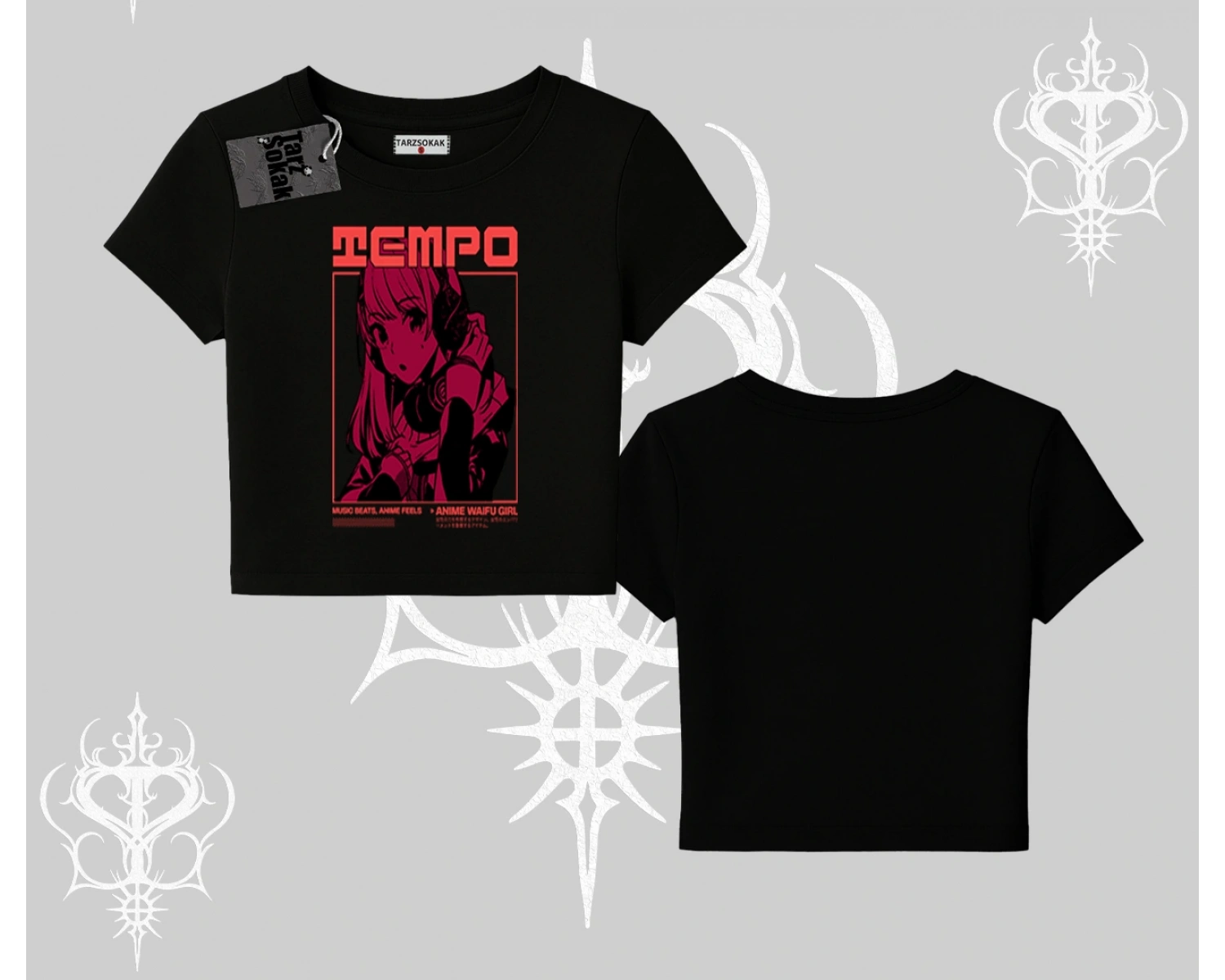 Babby Tee Tshirt Anime Waifu Kırmızı Grafik Desenli