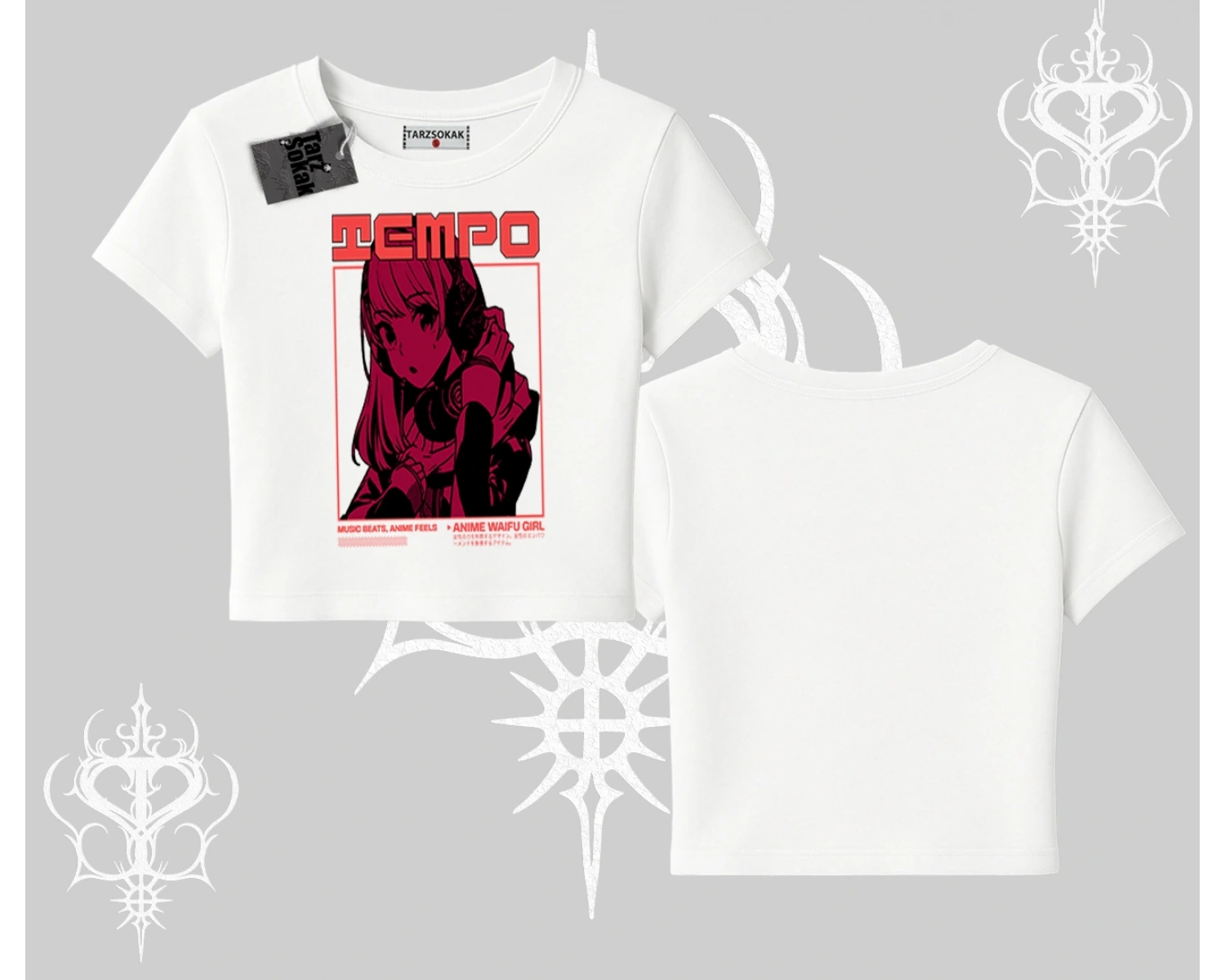 Babby Tee Tshirt Anime Waifu Kırmızı Grafik Desenli