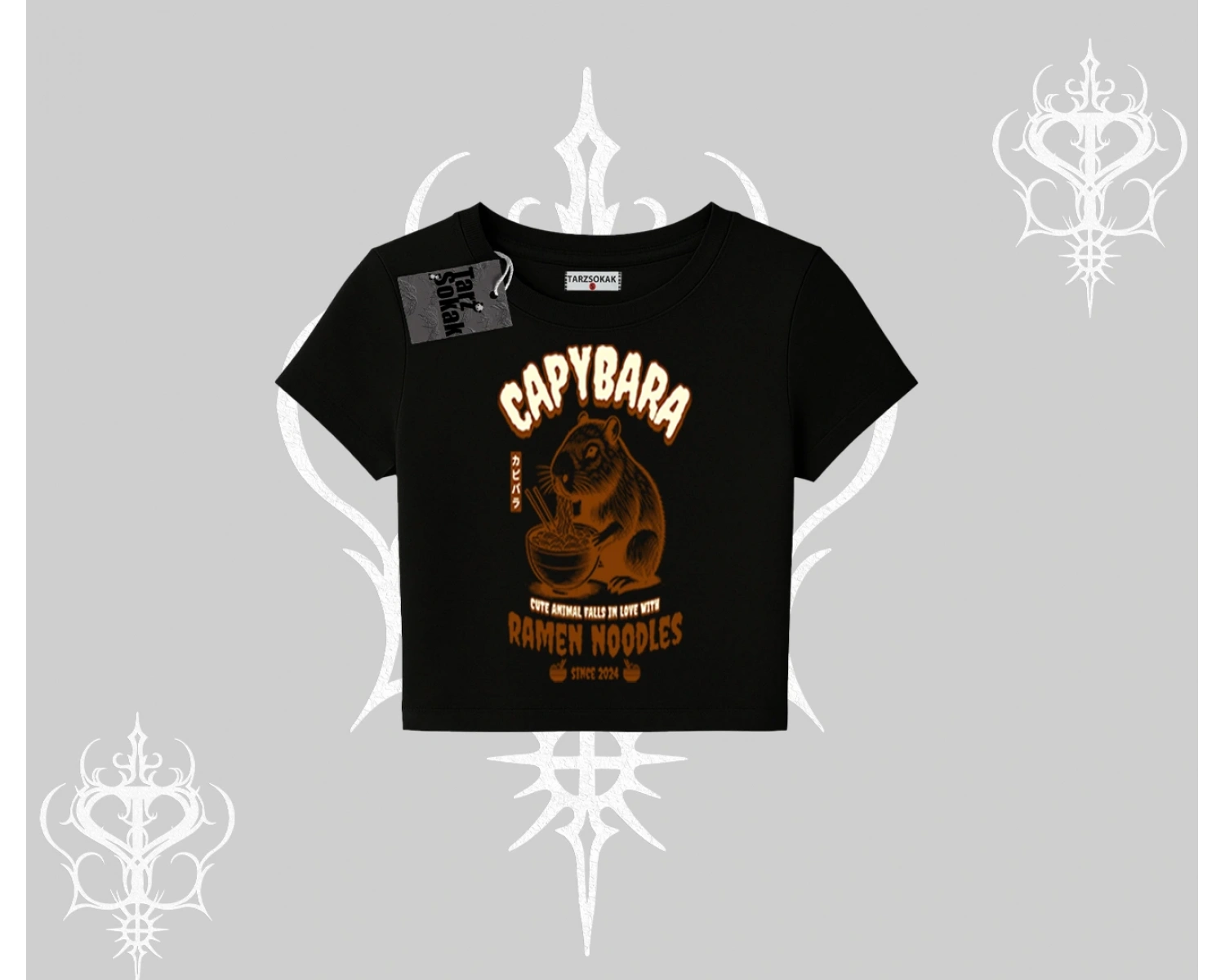 Babby Tee Tshirt Cute Capybara Enjoying Ramen Noodles Artwork