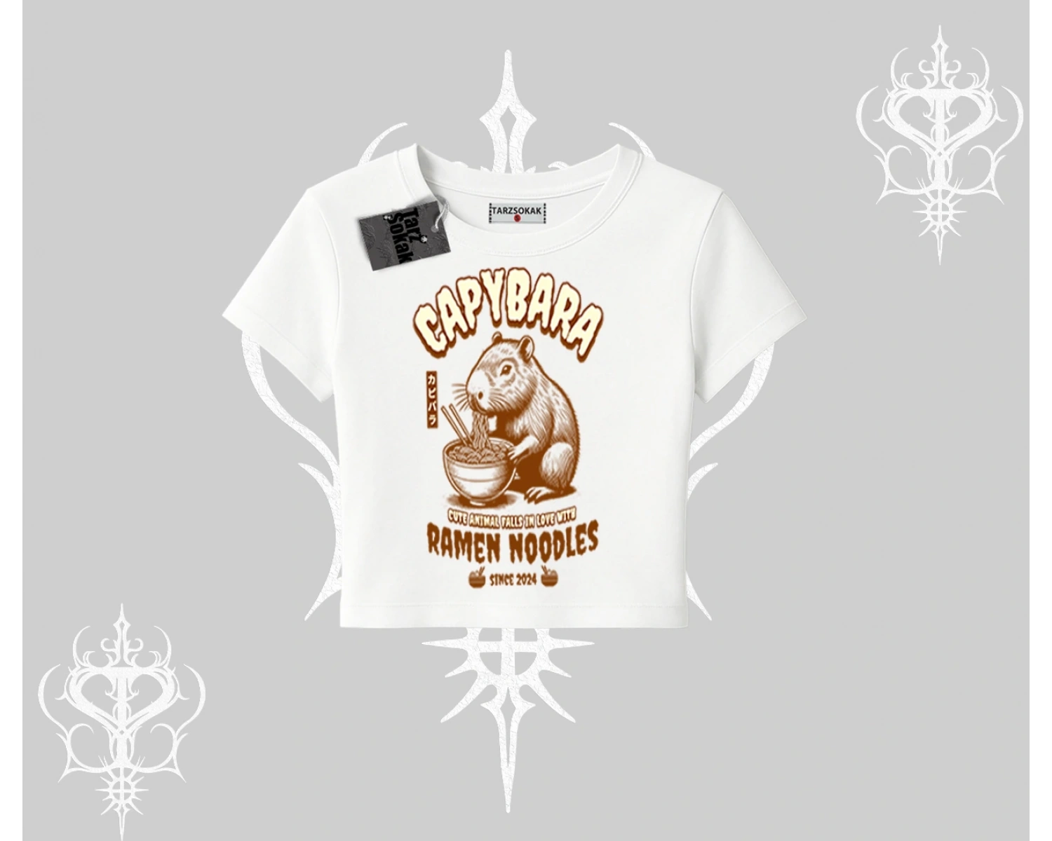 Babby Tee Tshirt Cute Capybara Enjoying Ramen Noodles Artwork