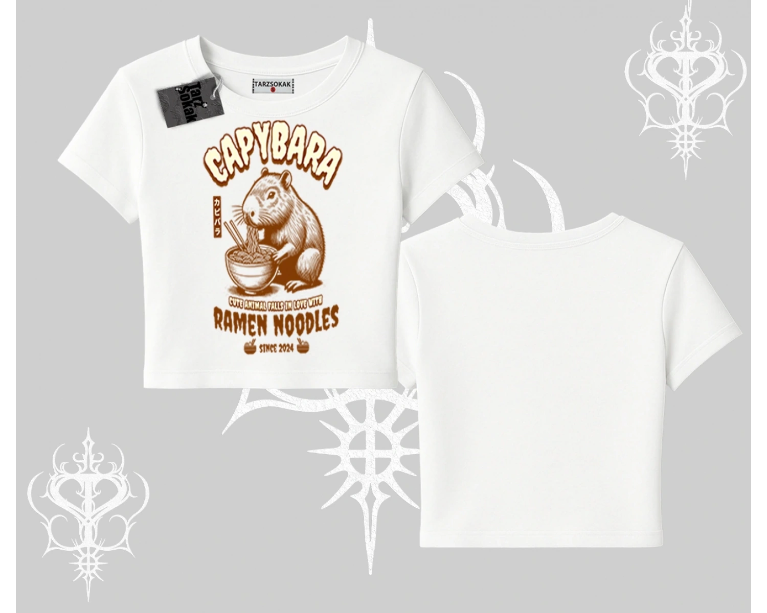 Babby Tee Tshirt Cute Capybara Enjoying Ramen Noodles Artwork